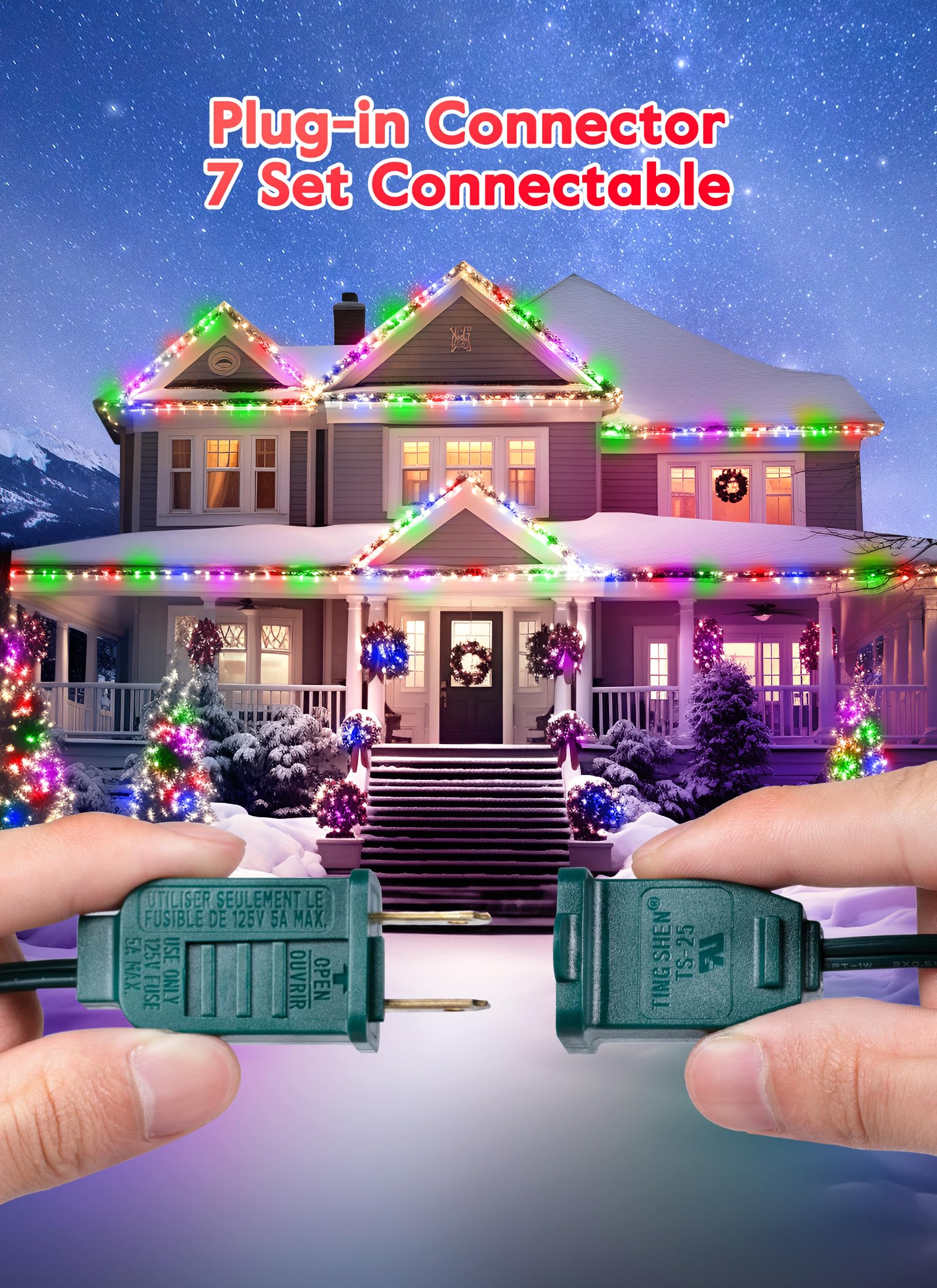 Minetom C9 Christmas String Lights, 100 Ft Multicolor Outdoor Christmas Lights, 100 Strawberry Led Bulbs, Connectable Ul Certifi