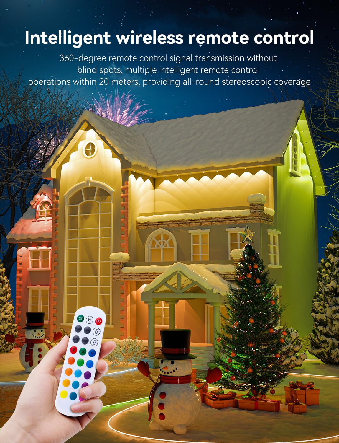 lemonrole RGB Outdoor Lights 400FT with App Control, IP67 Waterproof, Multicolor Eaves Lighting for Christmas & Holiday Decor