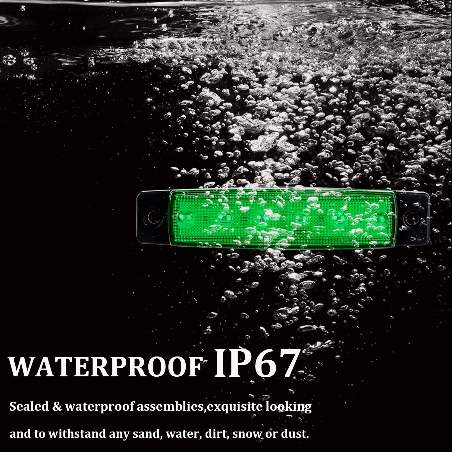 PSEQT LED Boat Interior Lights, Waterproof Courtesy Light Strip, Green, 10PCS, PC Lens for Fishing, Pontoon, Kayak, Yacht, Sailboat