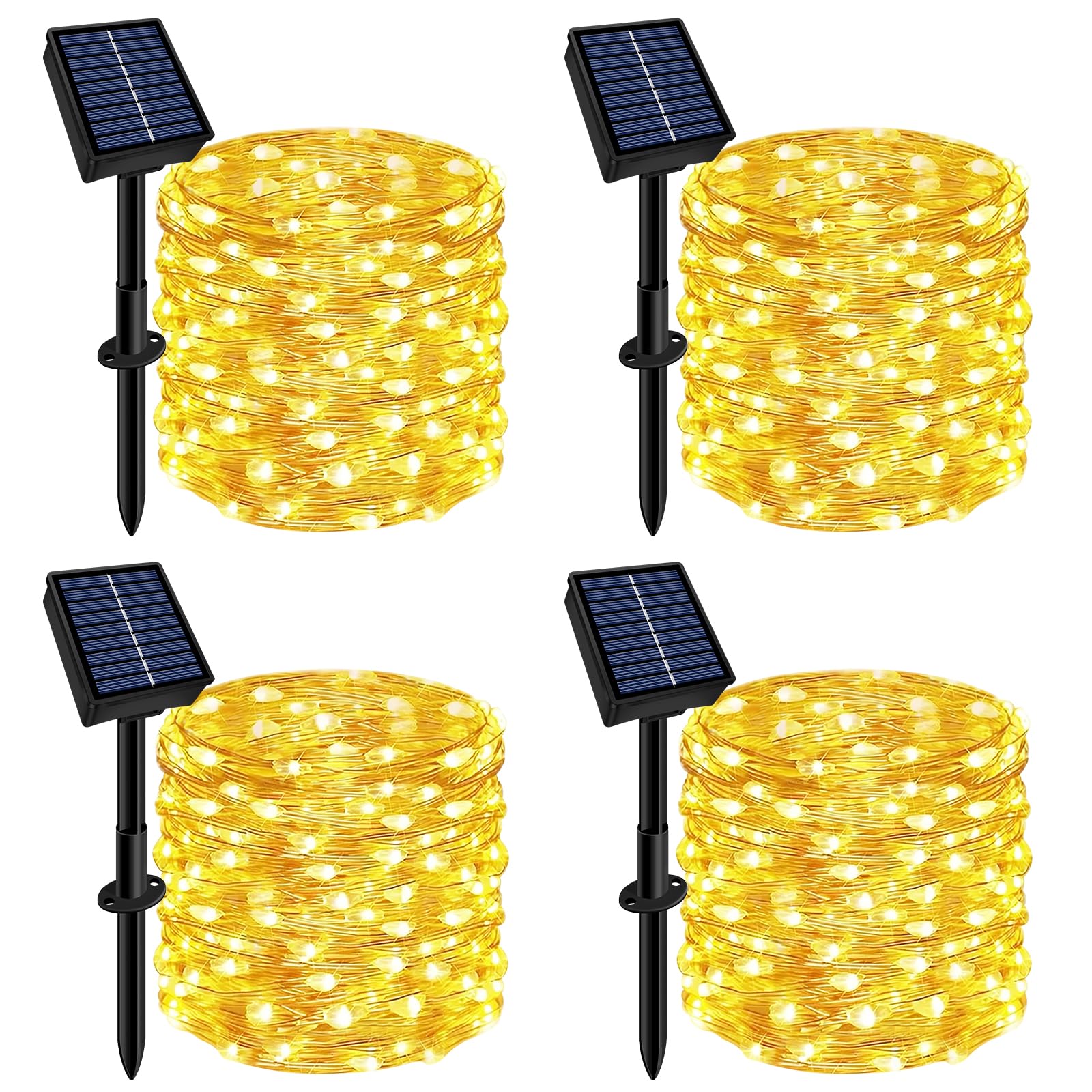 Solar String Lights Outdoor Waterproof 4 Pack Total 132ft 400LED 8 Modes Twinkle Lights Solar Fairy Lights for Patio, Garden Yar