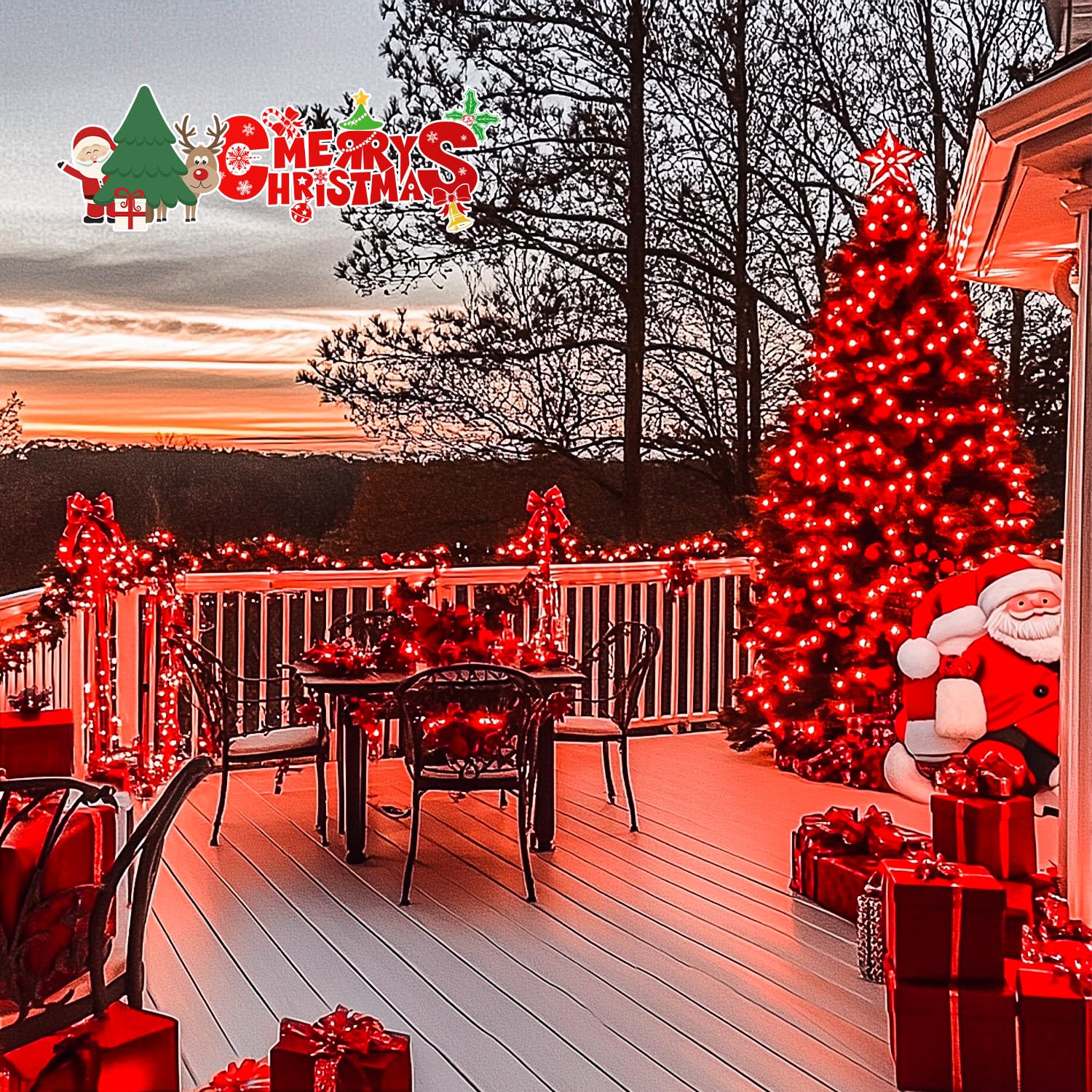 JMEXSUSS 200 LED Red String Lights, 66ft Expandable, 8 Modes, Indoor Outdoor Decor, Plastic, Model EXS-S-0200