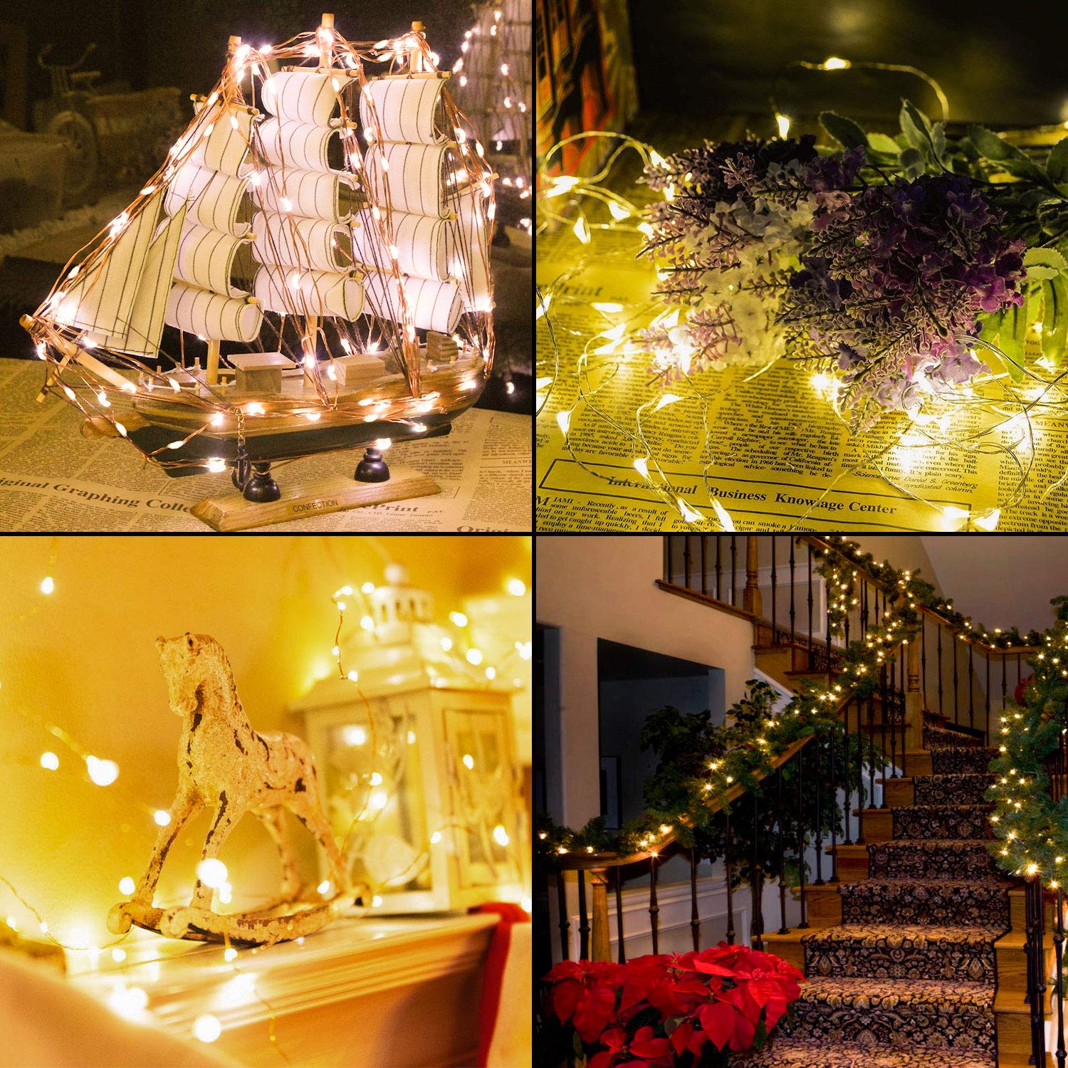 Tingmiao Fairy Lights 33Ft 100 Led String Lights Battery Operated With Remote Waterproof Copper Wire Lights For Indoor Decorative Lights