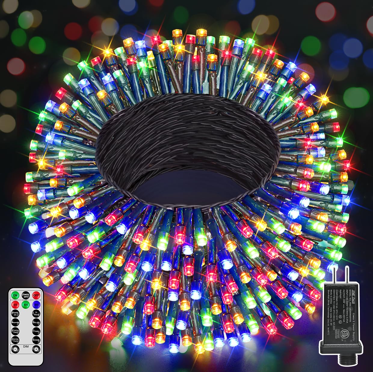 Ccinny 98 Ft 300 Led Christmas Tree Lights  Christmas Lights Indoor Plug In  8 Modes Twinkle String Lights For Bedroom Wedding Party Ceiling Xmas Home Decorations (Multicolored)