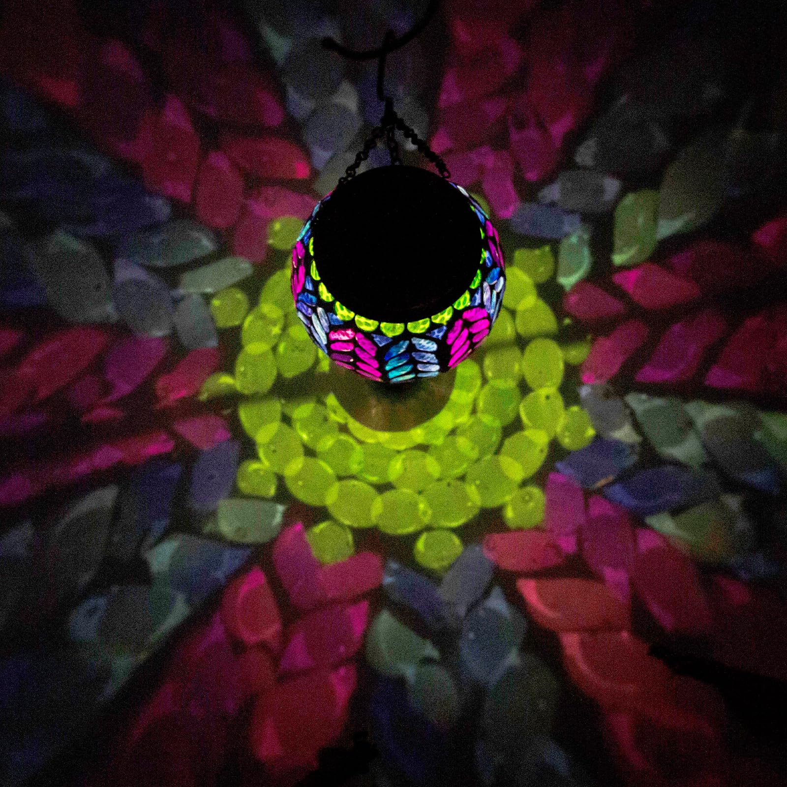 Dreamskip Mosaic Hot Air Balloon Solar Lanterns Outdoor Waterproof  Colorful Glass Solar Hanging Lantern Lights For Garden Patio Yard Gifts For Women Mom Grandma