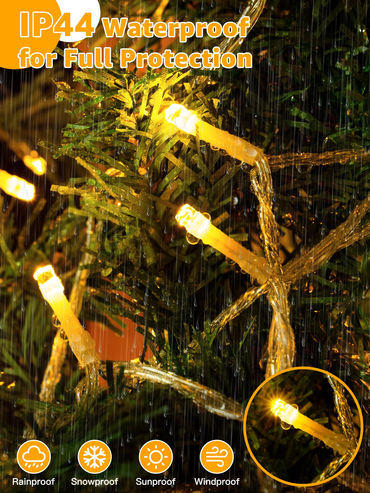 Guhope Outdoor String Lights 1200Led 196Ft, Waterproof String Lights With Remote And Timer, 8 Modes Dimmable Fairy Lights For In