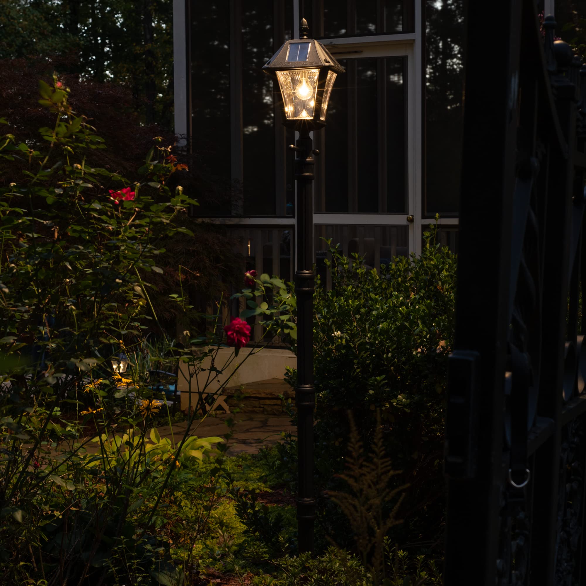Gama Sonic Baytown II Solar Lamp Post Light Kit, 77-inch, Black Resin, Warm White 2700K, Model GS-105B-SG, 1 Count