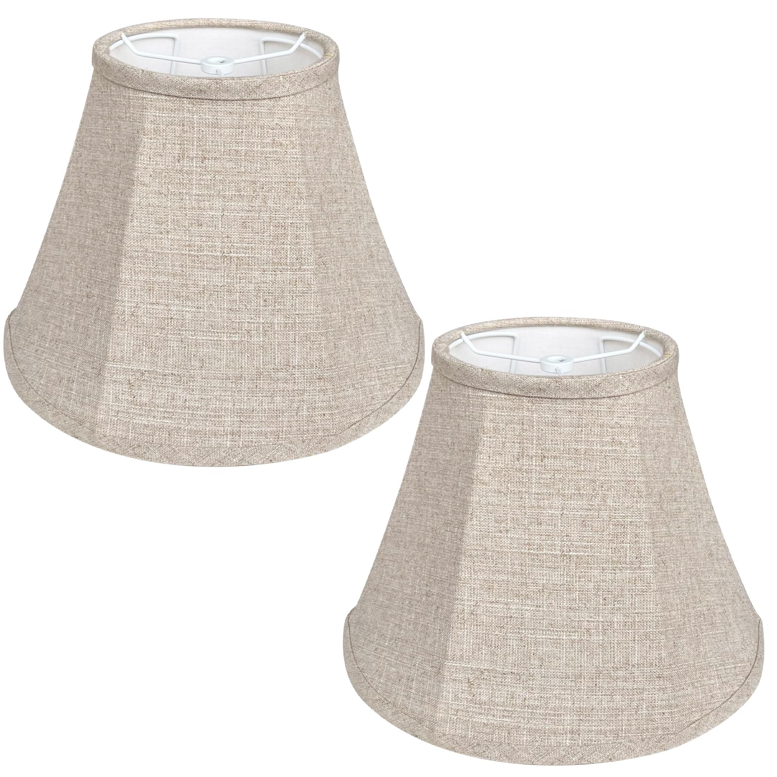 Tootoo Star Double Brown Barrel Lamp Shade Set Of 2, 6X12X8.5 Inch, Handcrafted Fabric For Floor And Table Lamps