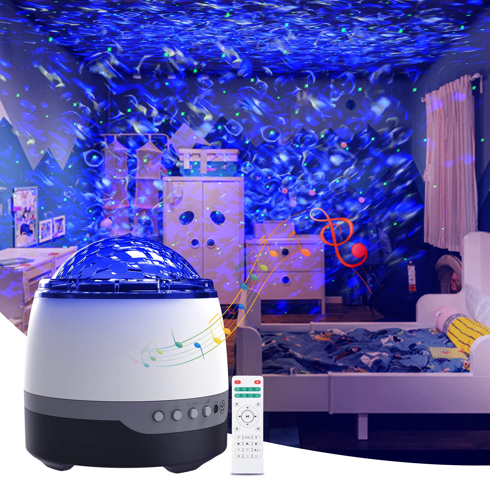 Elec3 Galaxy Projector, Multicolor Star Light Projector with Remote, Timer, Music Speaker, 4 Piece Set, Model SKE-SZX-X01