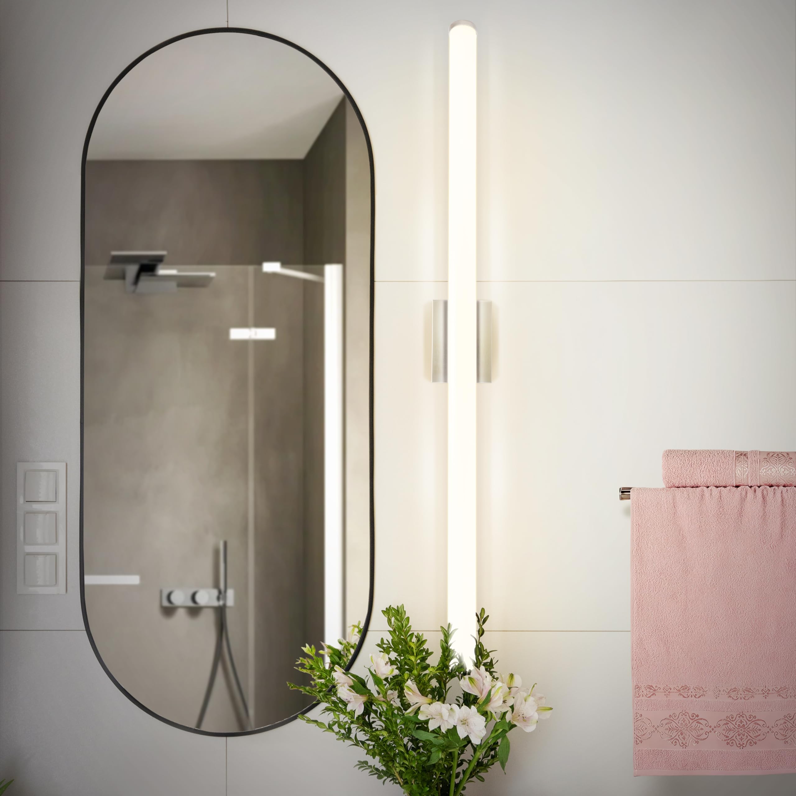 ASD LED Wall Mount Vanity Light Fixture, 48 Inch, 35W, Dimmable, Energy Star, Brushed Nickel, Model A-LVF23-48D35CCNK