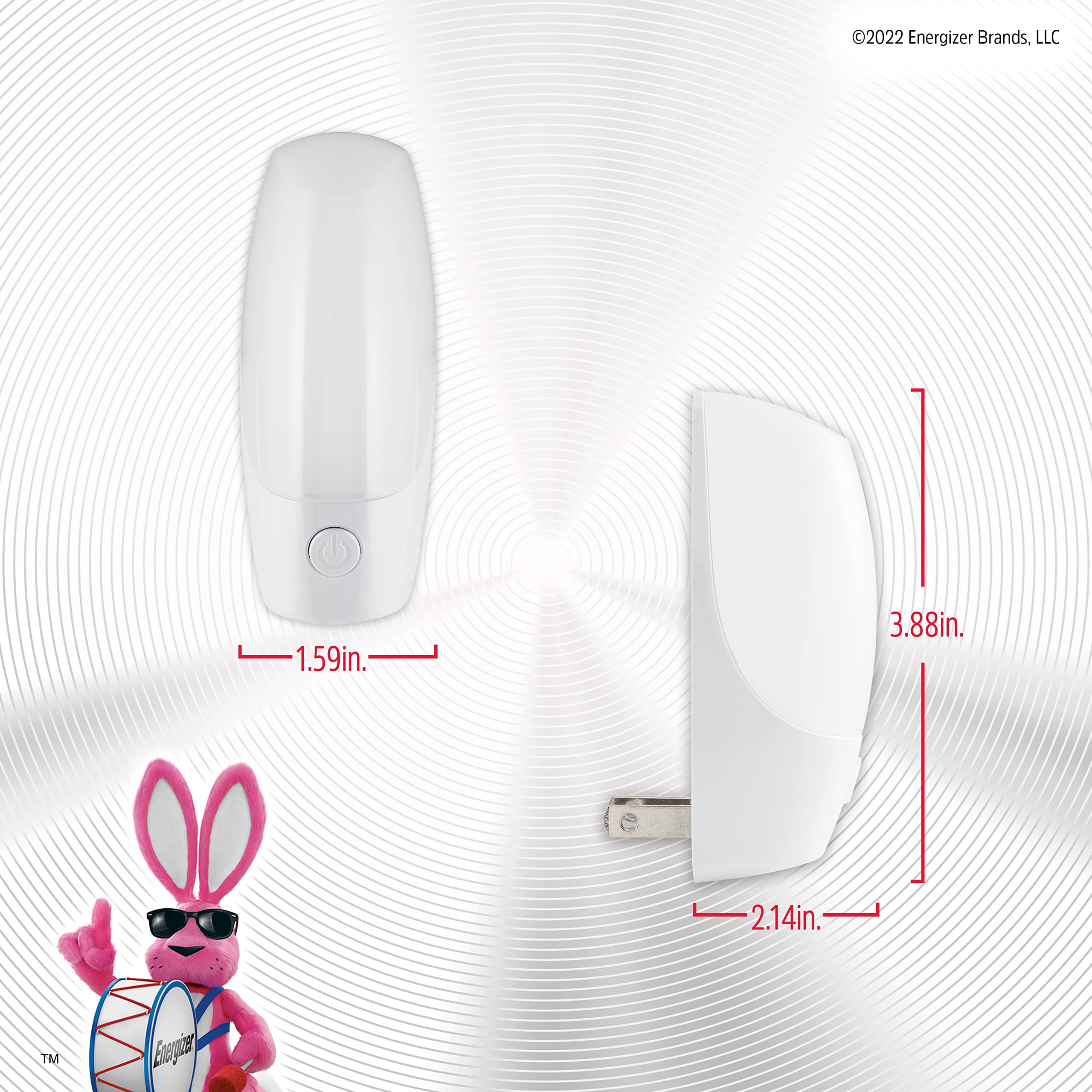 Energizer Manual On/Off Led Night Light Plug-In, Push Button, Compact, Contemporary, For Bedroom, Livingroom, Hallway, Bathroom,
