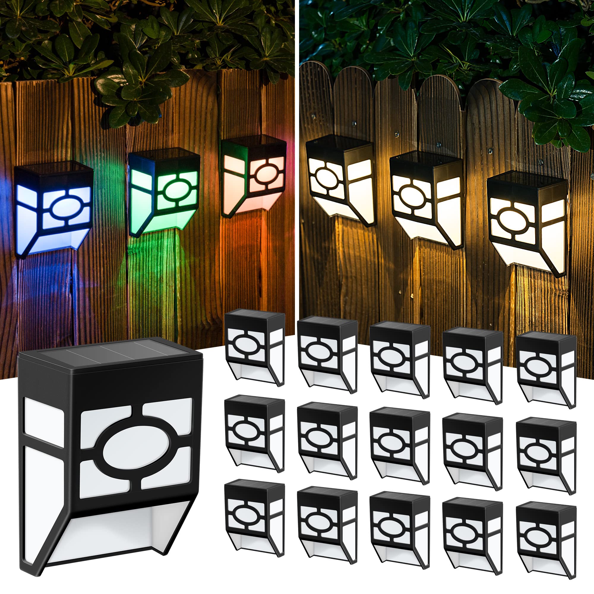 Solpex Solar Deck Lights,Solar Fence Lights, 2 Modes Christmas Decoration Lights,Unique Pattern, Waterproof Automatic Outside, D