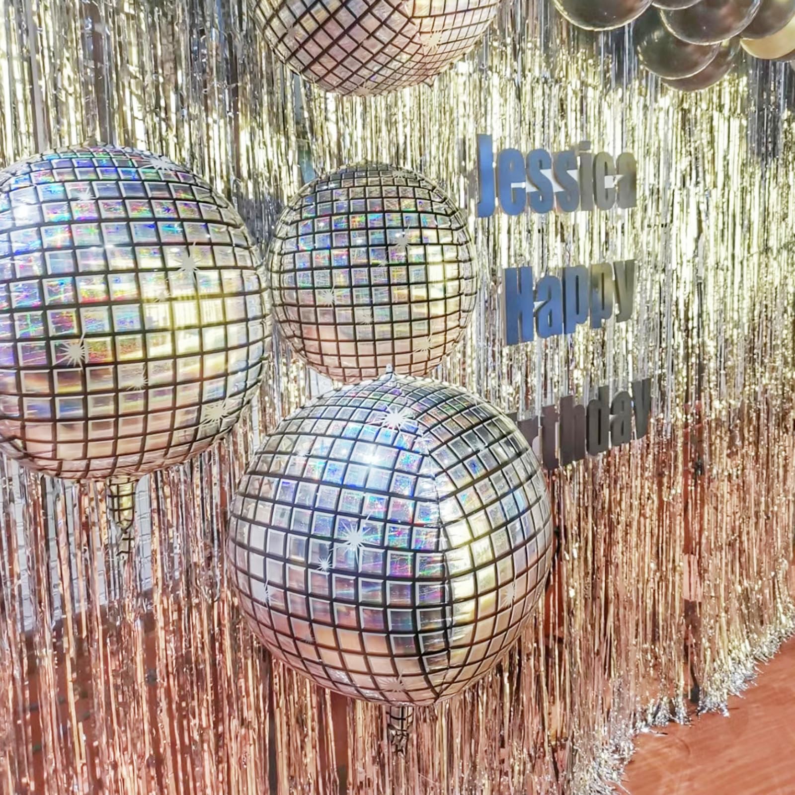 22Pcs Disco Ball Balloons Different Sizes- 4D Large Disco Balloons 32    22    10 Inch Metallic Silver Disco Balloons for 70s 80