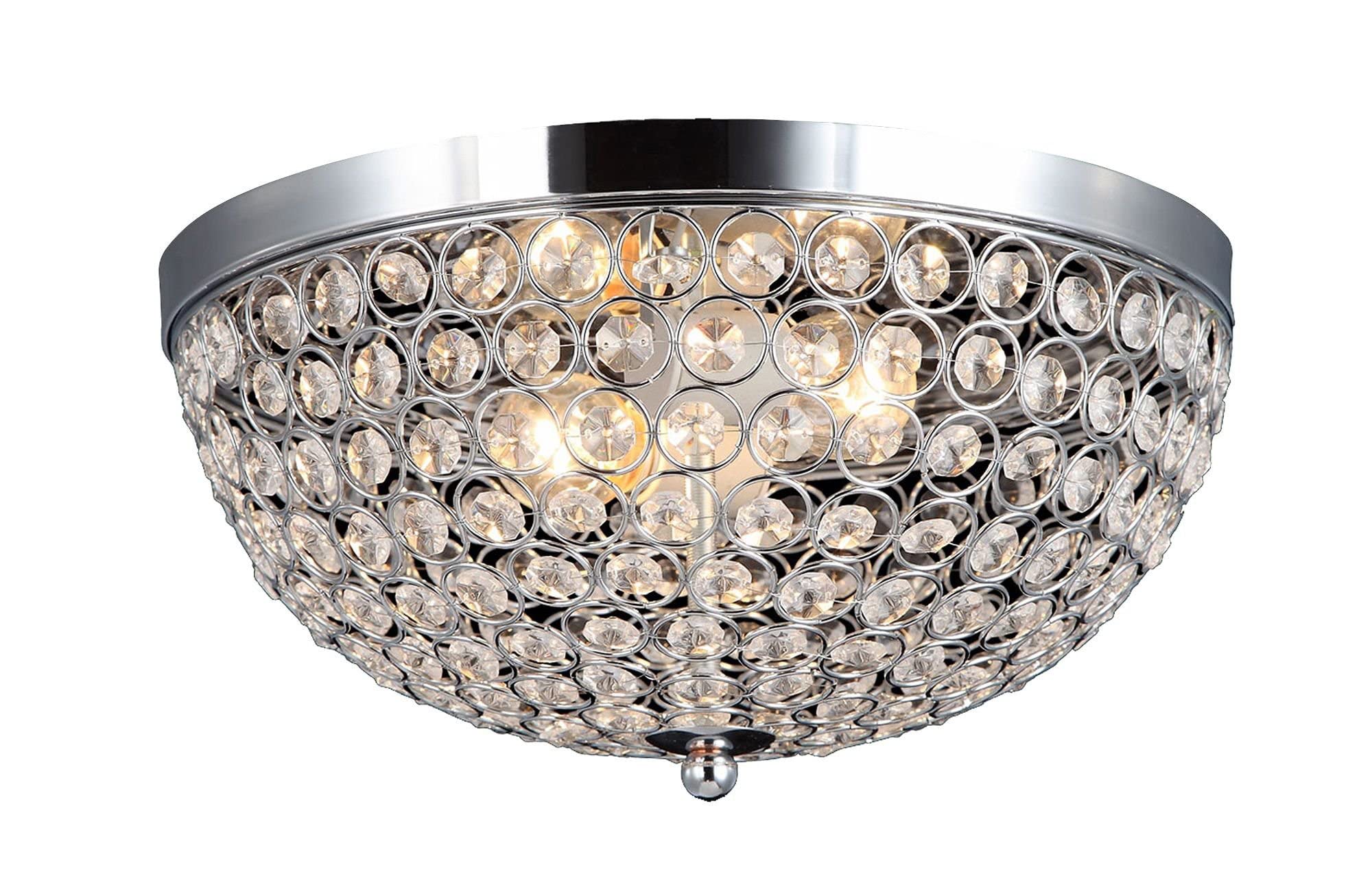 LALIA HOME Crystal Glam Ceiling Flush Mount Light, 2 Light, Chrome, Model LHM-2000-CH