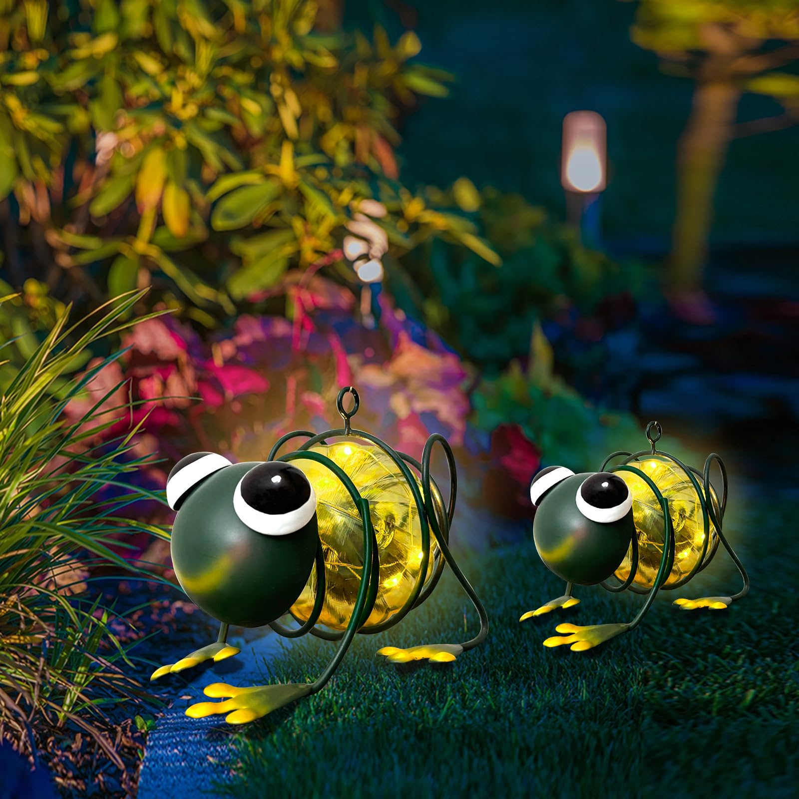 Evolux Solar Outdoor Frog Lights For Garden - Outdoor Statues Figurine Lights For Lawn  Patio  Balcony  Yard Ornament Cut Housewarming Gifts(2 Pcs)