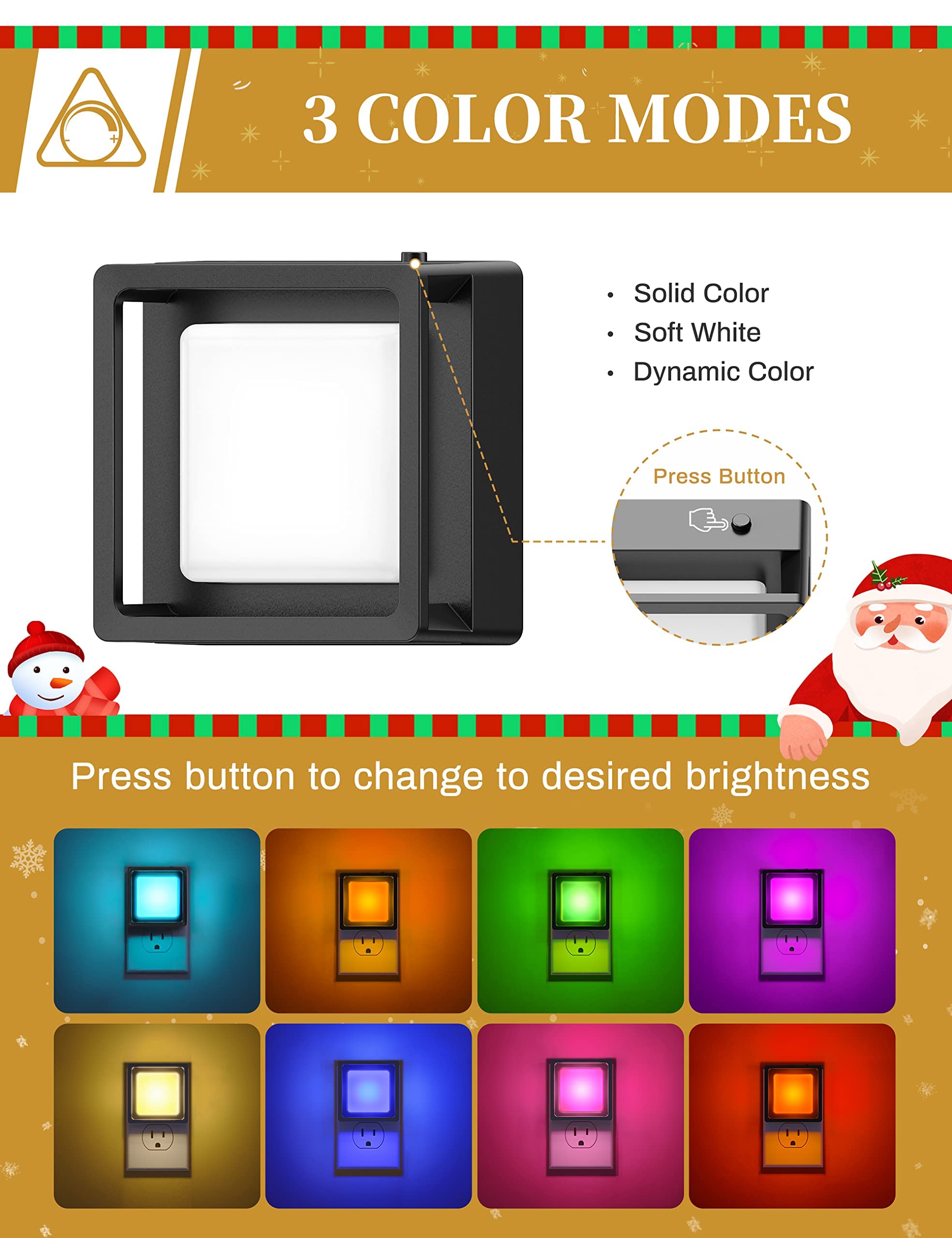 Doresshop [2 Pack], Color Changing Baby Night Light, Plug Into Wall, Dusk To Dawn Sensor For Kids Room, Nursery, Bedroom, Kitche