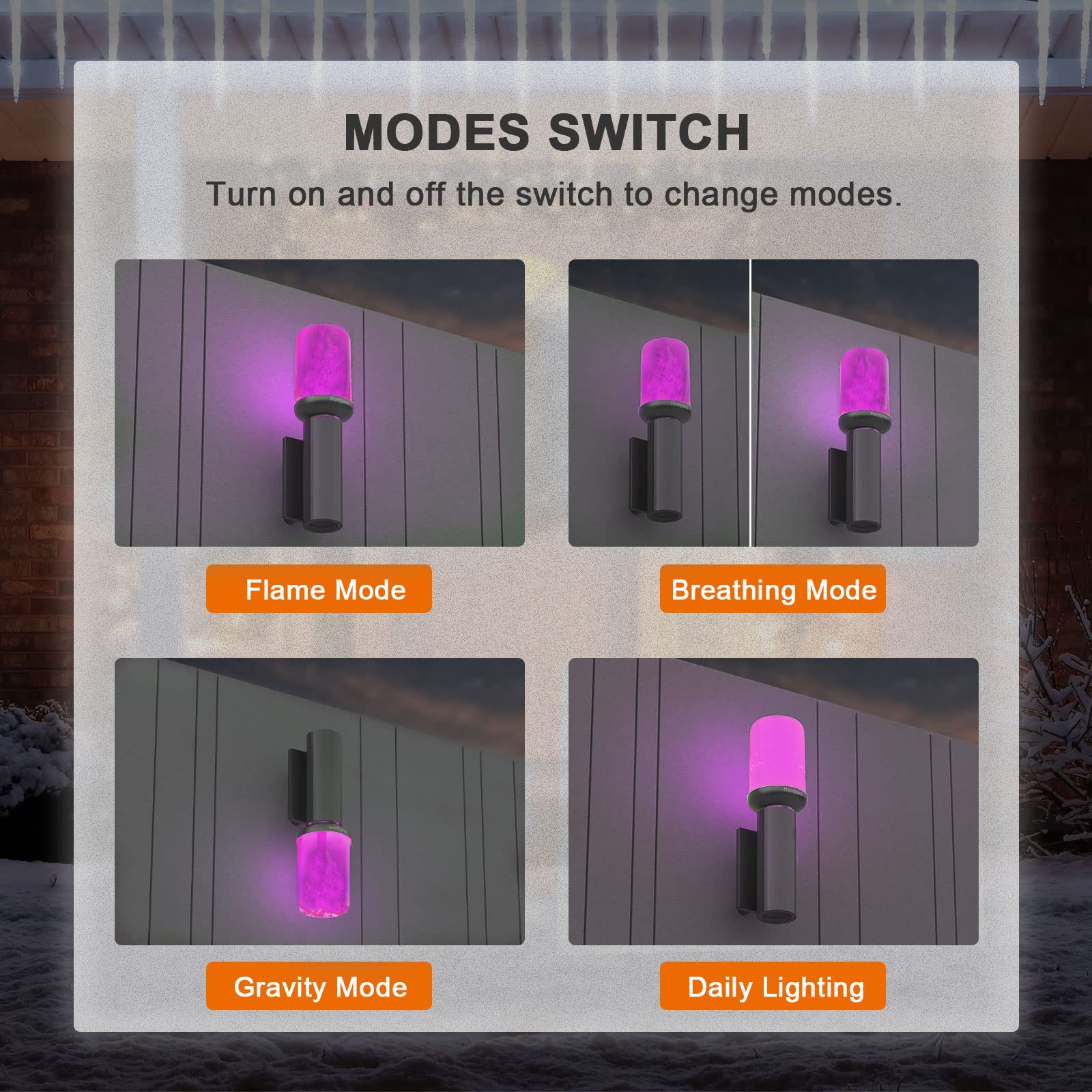 Hompavo Led Flame Light Bulbs - 4 Modes, E26/E27, Halloween & Christmas Decor, Purple, 4 Pack