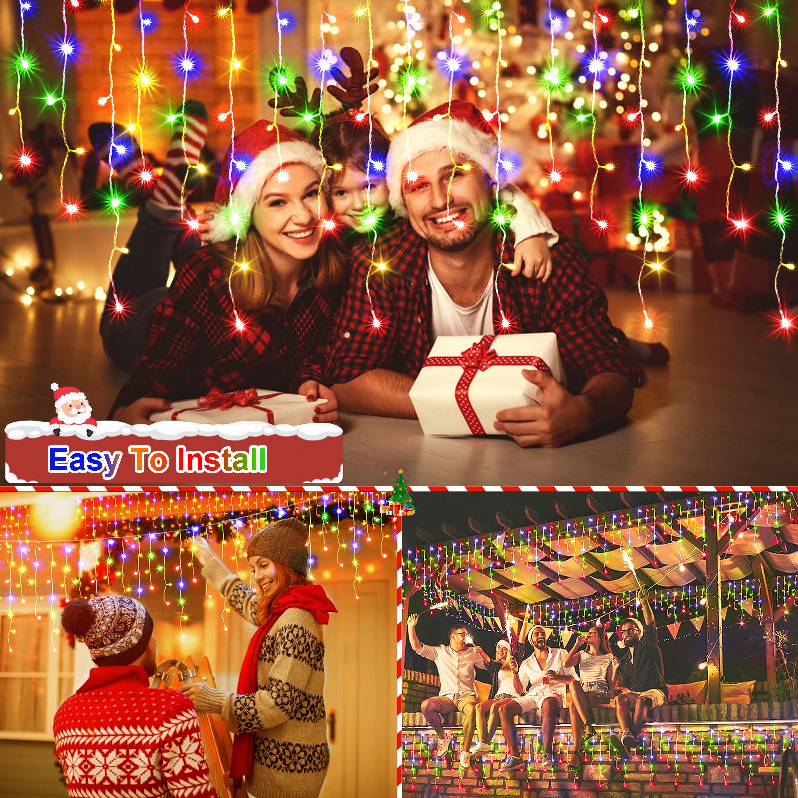 JXLEDAYY 640 LED String Lights Outdoor Decorations 65FT Multicolored Waterproof 8 Modes Memory Timer Clear Wire