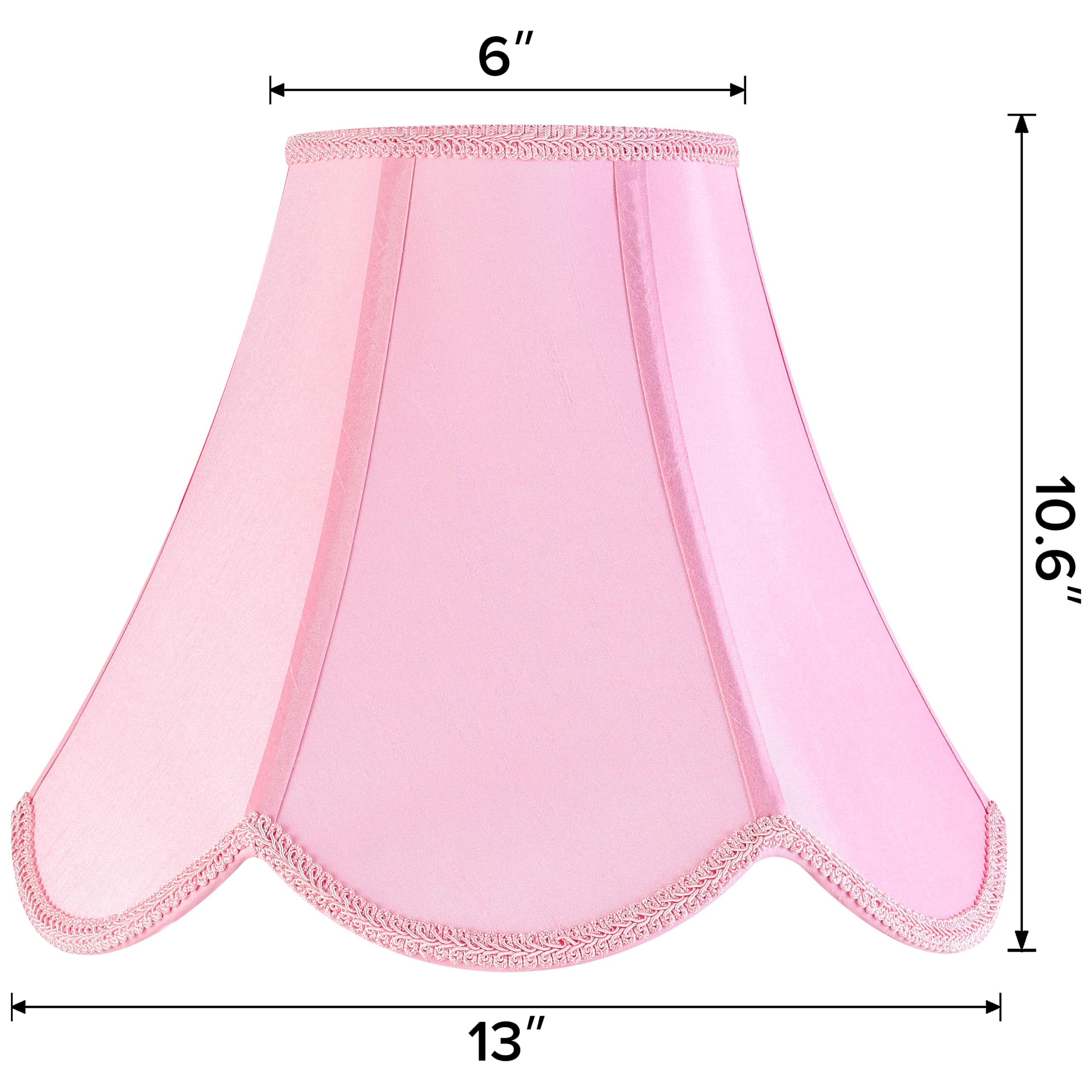 Go&So Pink Lamp Shade Medium Scalloped Lamp Shade,6''Top X 13''Bottom X 10.6''Vertical Height (Spider),Edge Petal Braid Bell Lam