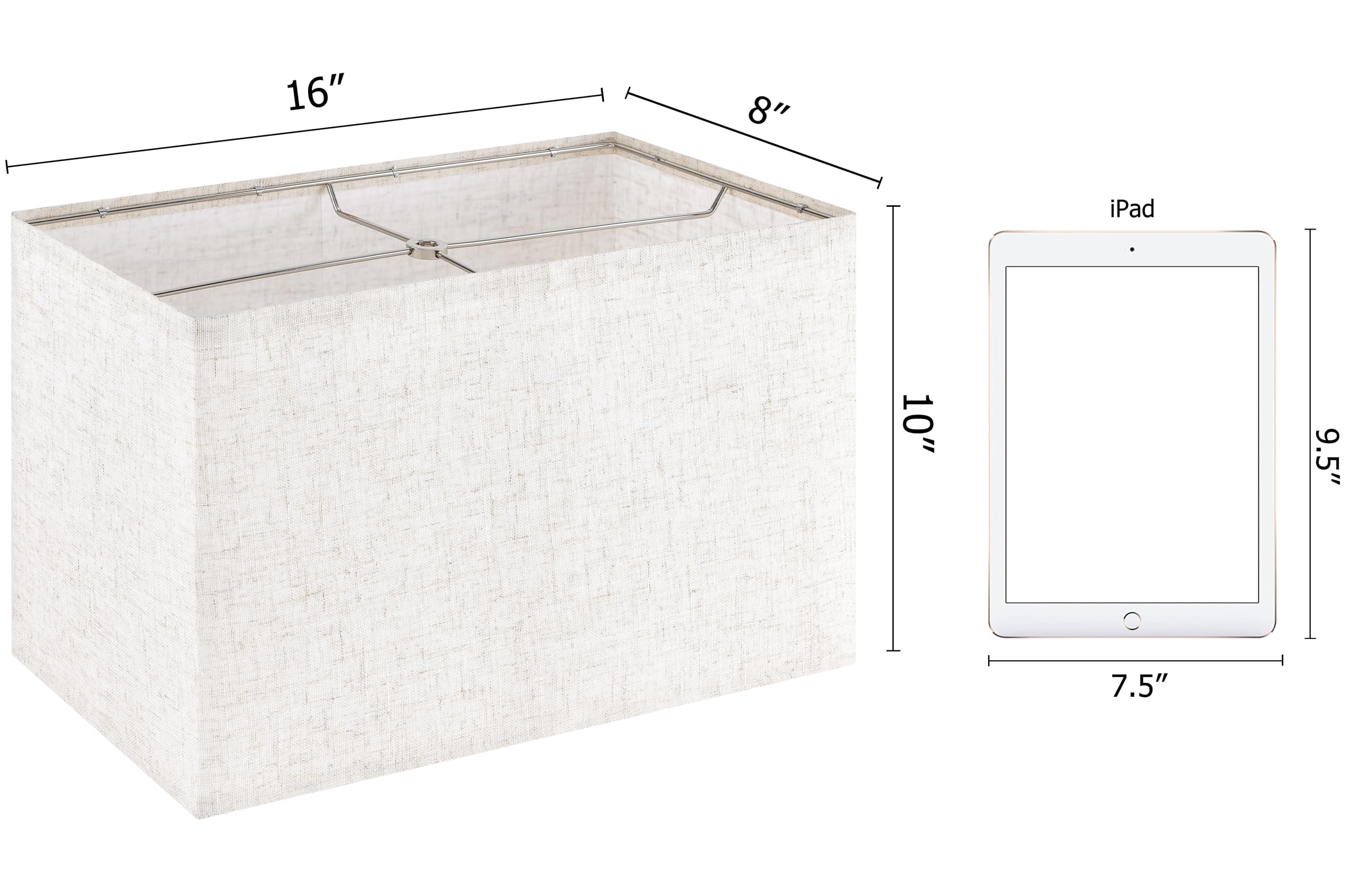 Goso 8?16?10 In (Spider) Rectangle Lamp Shades Set Of 2 Large Beige Linen Lampshade For Table Lamps Floor Lamps Modern Foldable