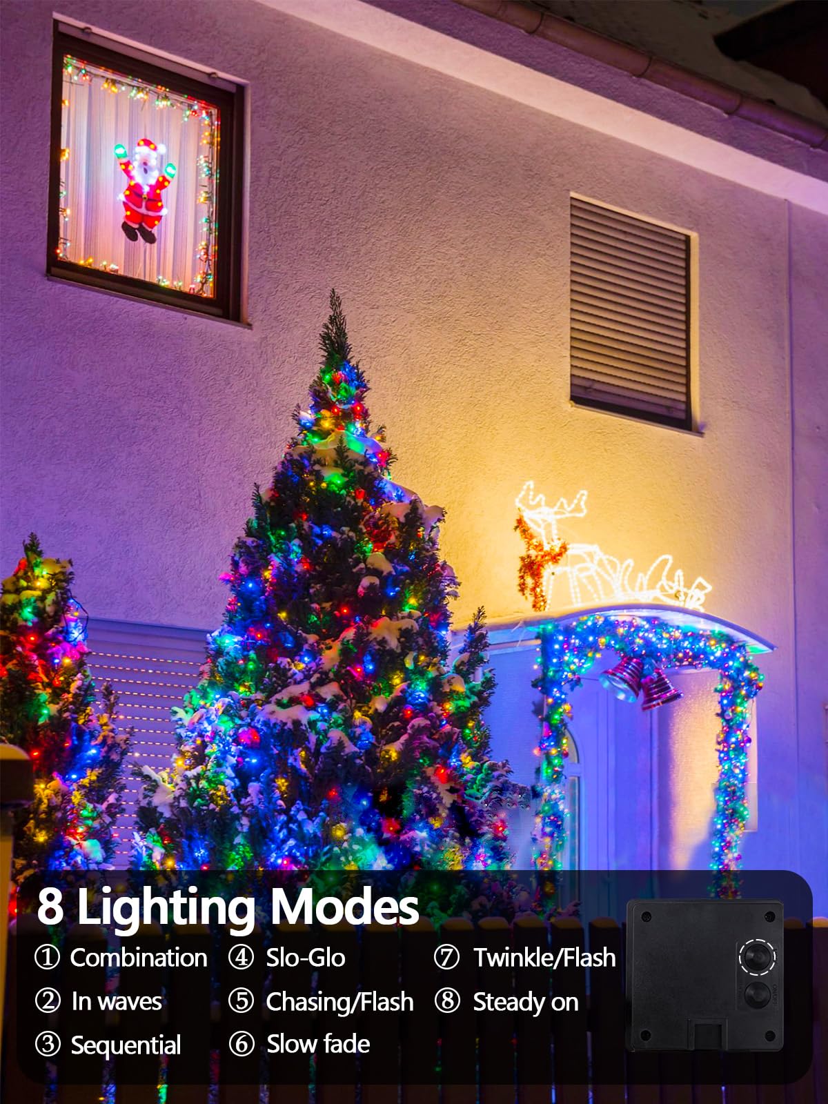 6 Pack 600 Led Solar String Lights For Outside  Solar Christmas Lights With 8 Lighting Modes  Waterproof Green Wire Solar String Lights Outdoor For Tree Xmas Party Garden Yard Decorations (Mutilcolor)