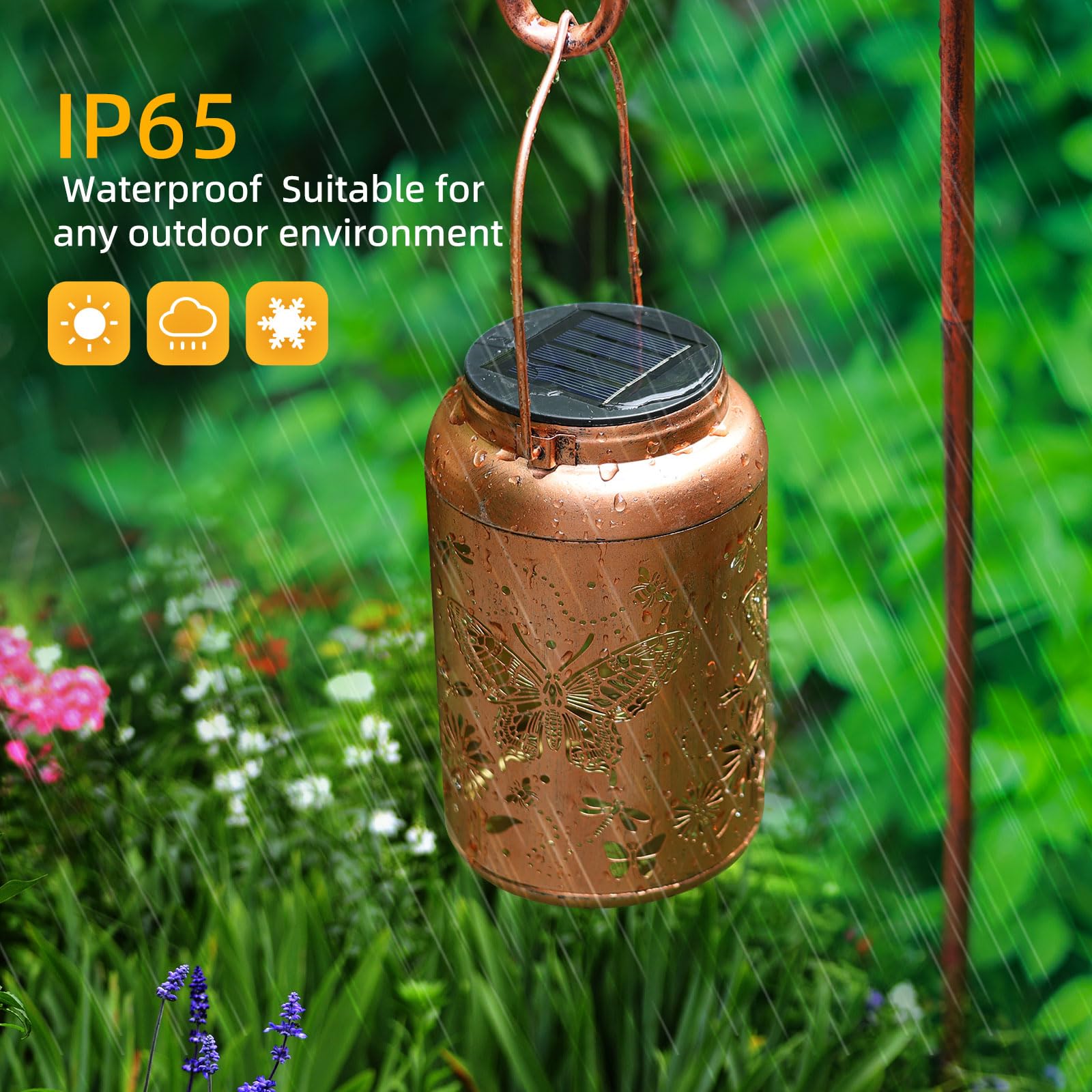 Butterfly Solar Lanterns Outdoor Waterproof Hanging Solar Lights Metal Decorative Led Lanterns Outside Christmas Gifts For Women