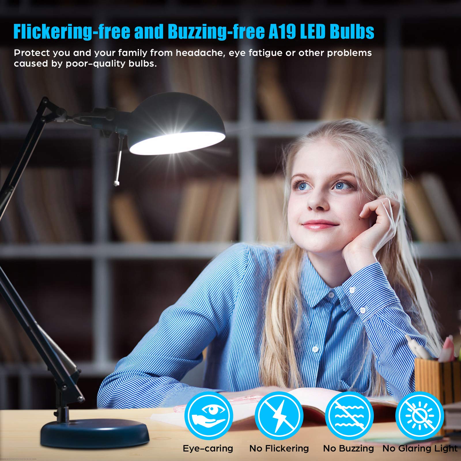 Brightever LED Light Bulbs 100W Equivalent, 1500 Lumens, 5000K Daylight White, Non-Dimmable, E26 Edison, 12-Pack