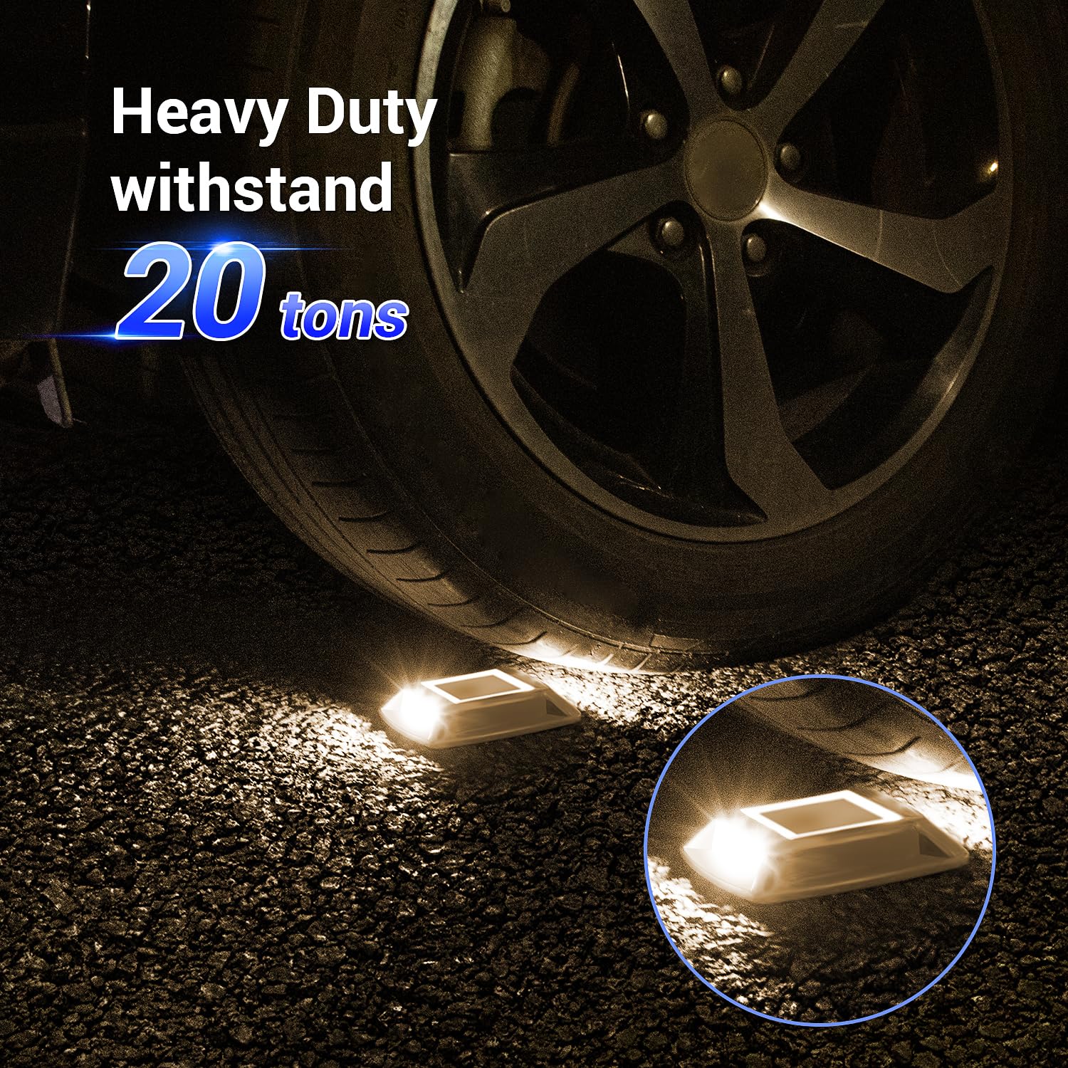 Etetale Solar Driveway Lights, 10 Pack, IP68 Waterproof, 4 LED Markers, Warm Color, Model CRETDL030ASW-USAS2