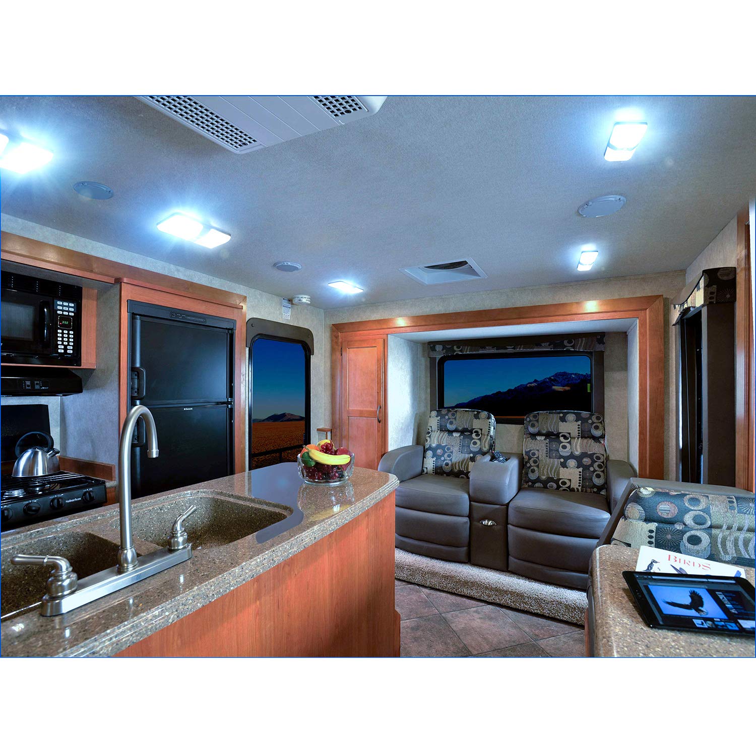 BlueFire LED RV Ceiling Dome Light - Super Bright, ON/OFF Switch, 12V, White, 1 Pack, Model 13