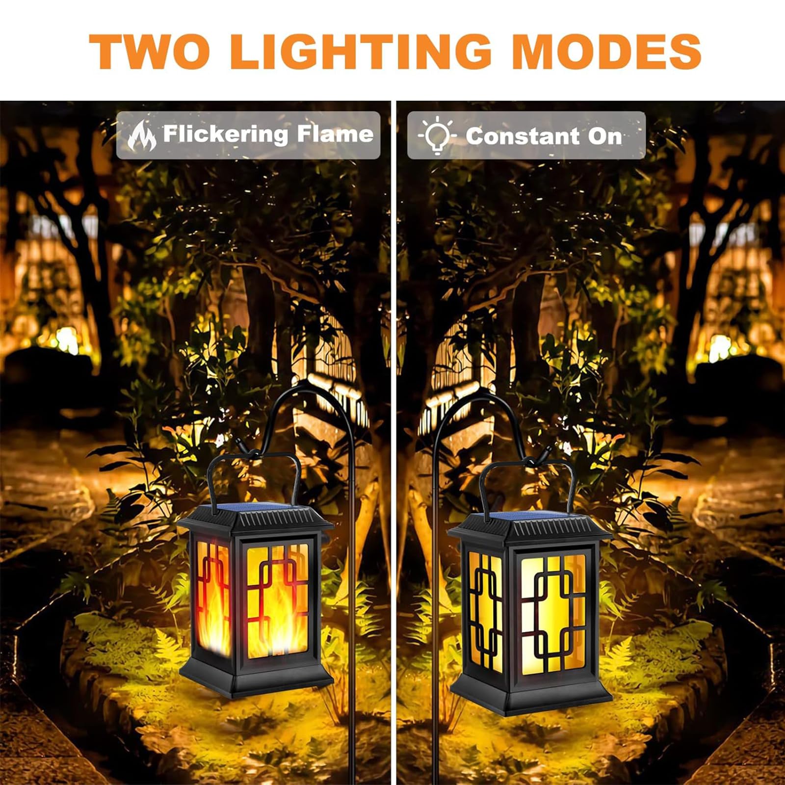 Ollivage Solar Lanterns Outdoor Waterproof Hanging Solar Lanterns Garden Lights Solar Powered Flame Lights Led Lights For Patio