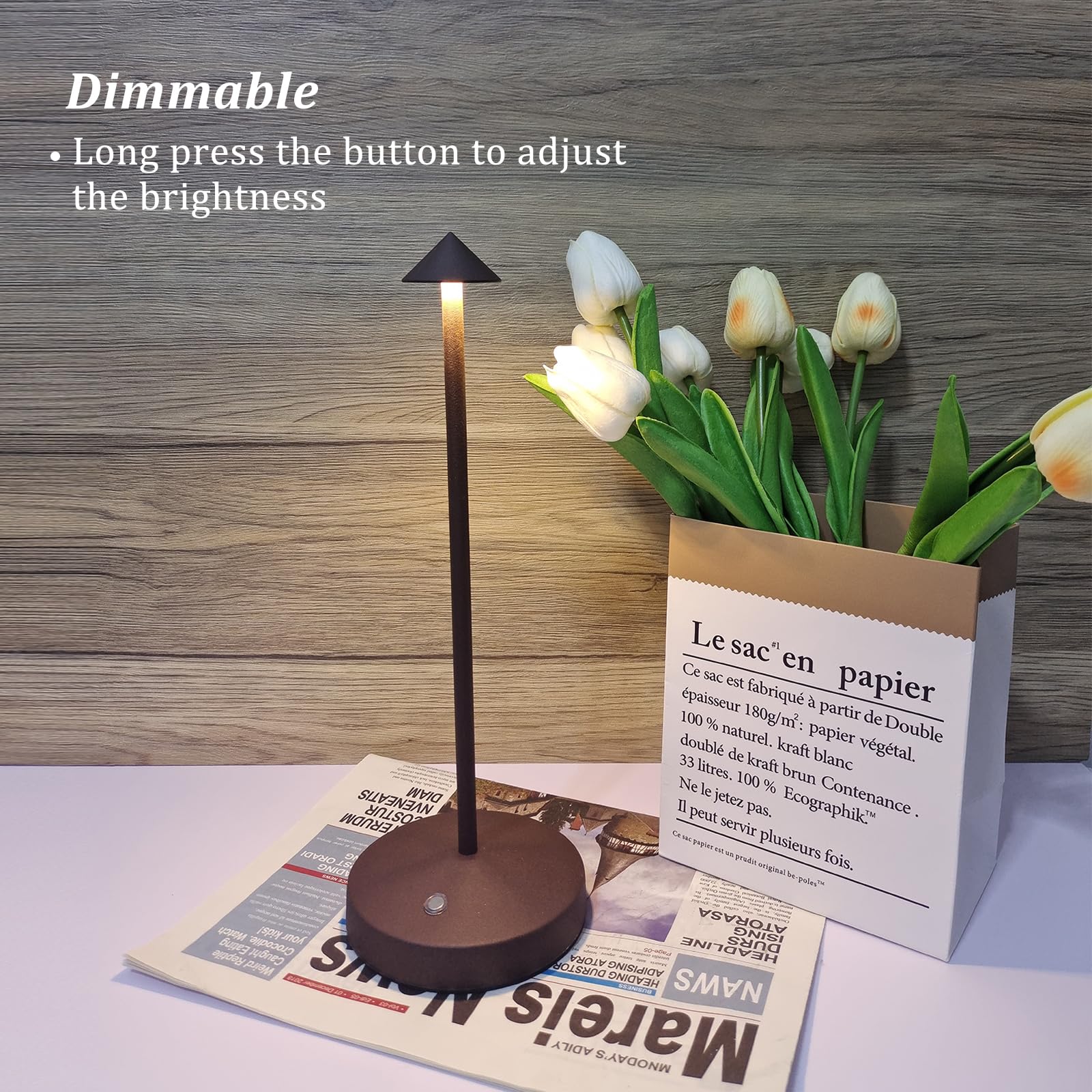maglaw Rechargeable Cordless Table Lamp, 3000mAh, LED, Dimmable, 2 Pack, Rust, Model BL0010-2R