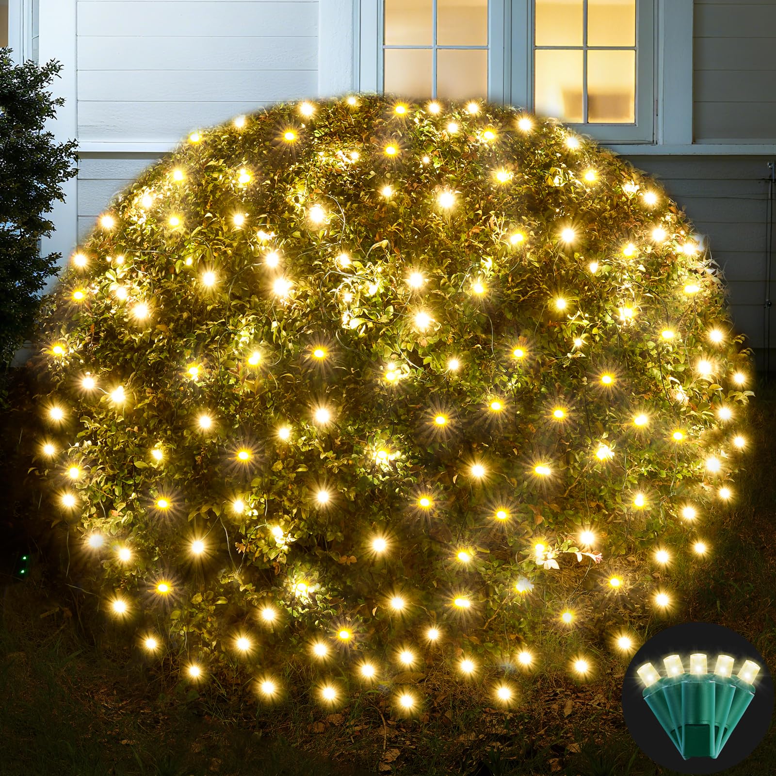 Led Net Lights Christmas Lights Outdoor 200Leds 9Ftx6Ft Upgraded Warmwhite Christmas Net Lighting  Waterproof Ul Listed Outdoor Indoor Large Mesh Net Light For Xmas Trees  Bushes  Shrubs Decorations