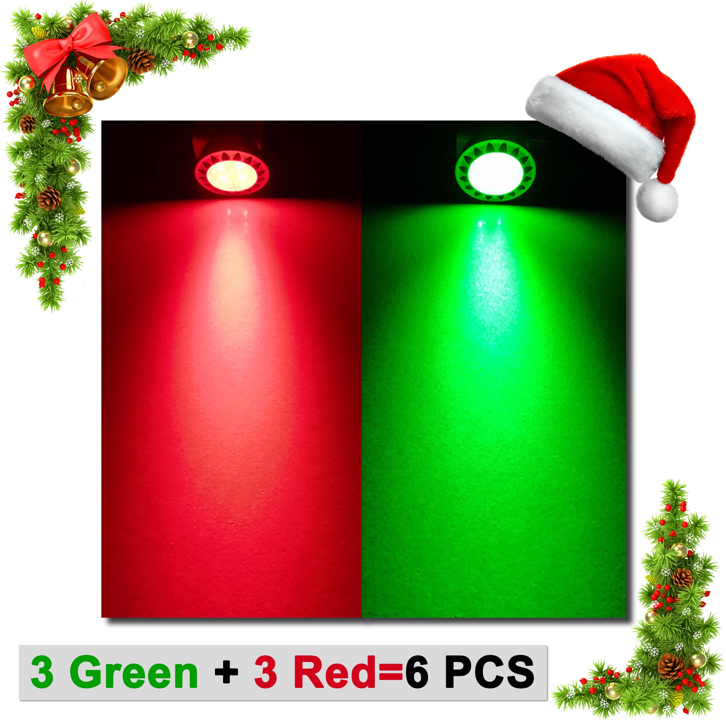 Alide Red Green Mr11 Gu4 Led Bulbs,Replace 10W 20W 35W Halogen,12V 3W Red Green Mr11 For Christmas Holiday Decoration Outdoor Landscape Lighting,30 Deg,6 Pack Mix