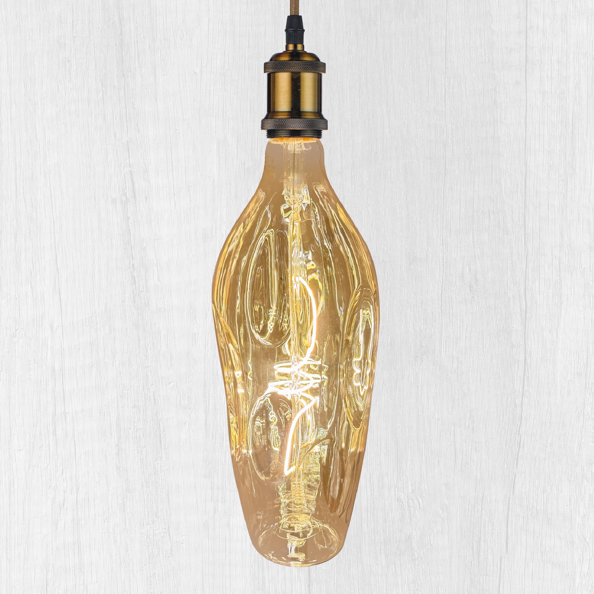 Whfialux Oversized Decorative Led Light Bulbs  Giant Vintage Edison Light Bulb Vt115 Huge Bulbs  Pendant Lighting Amber Glass 2200K Warm White 6W Dimmable 250Lm(40W Eq.) E26 Base (Vt115Amber)