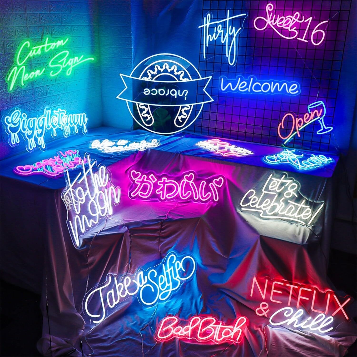 Gyiodfu Custom Neon Signs For Wedding, Events, Prom; Personalized Led Name Neon Light Gifts For Bedroom, Office, Coffee Bar, Sho