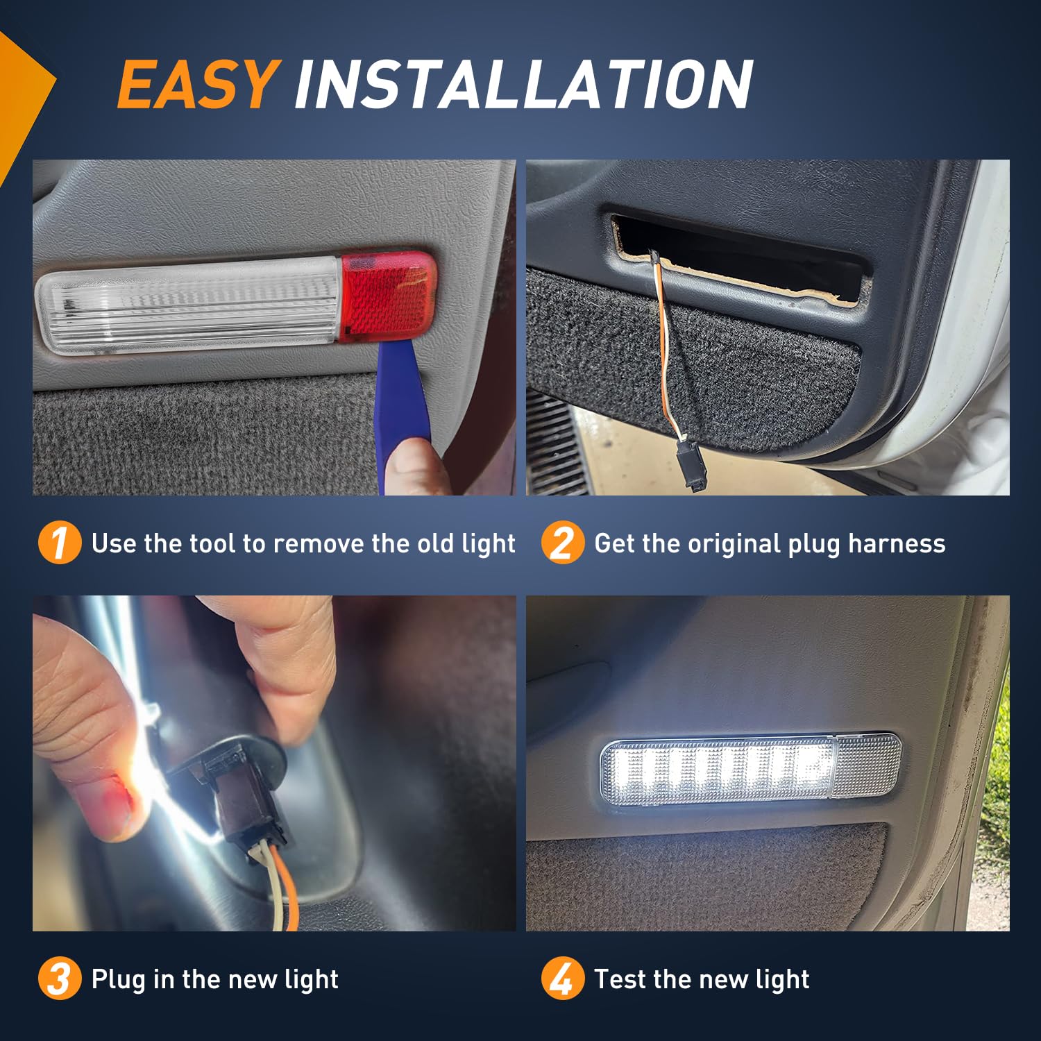 Nilight 2Pcs Led Interior Door Panel Light Courtesy Warning Lights White Beam Plug And Play Compatible With Chevy Gmc C/K Silver