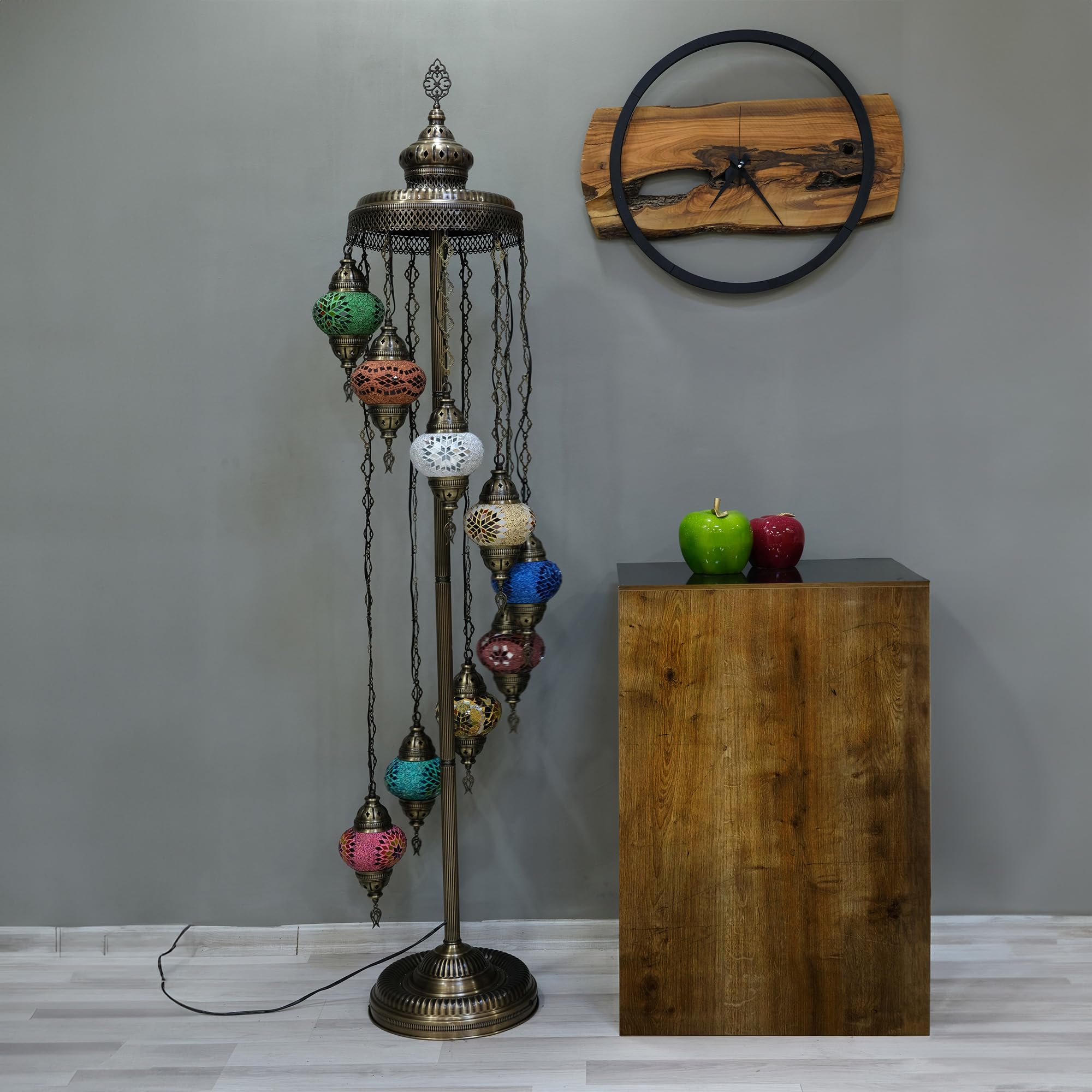 Asylove Turkish Lamp 9 Globe Mosaic Floor Lamp, Mosaic Standing Lamp 9 Globe Mosaic Moroccan Lamps Floor Lamp For Decorative Home Designs Offer 5 Inch Globe - Total Height 70 Inch (Mix)