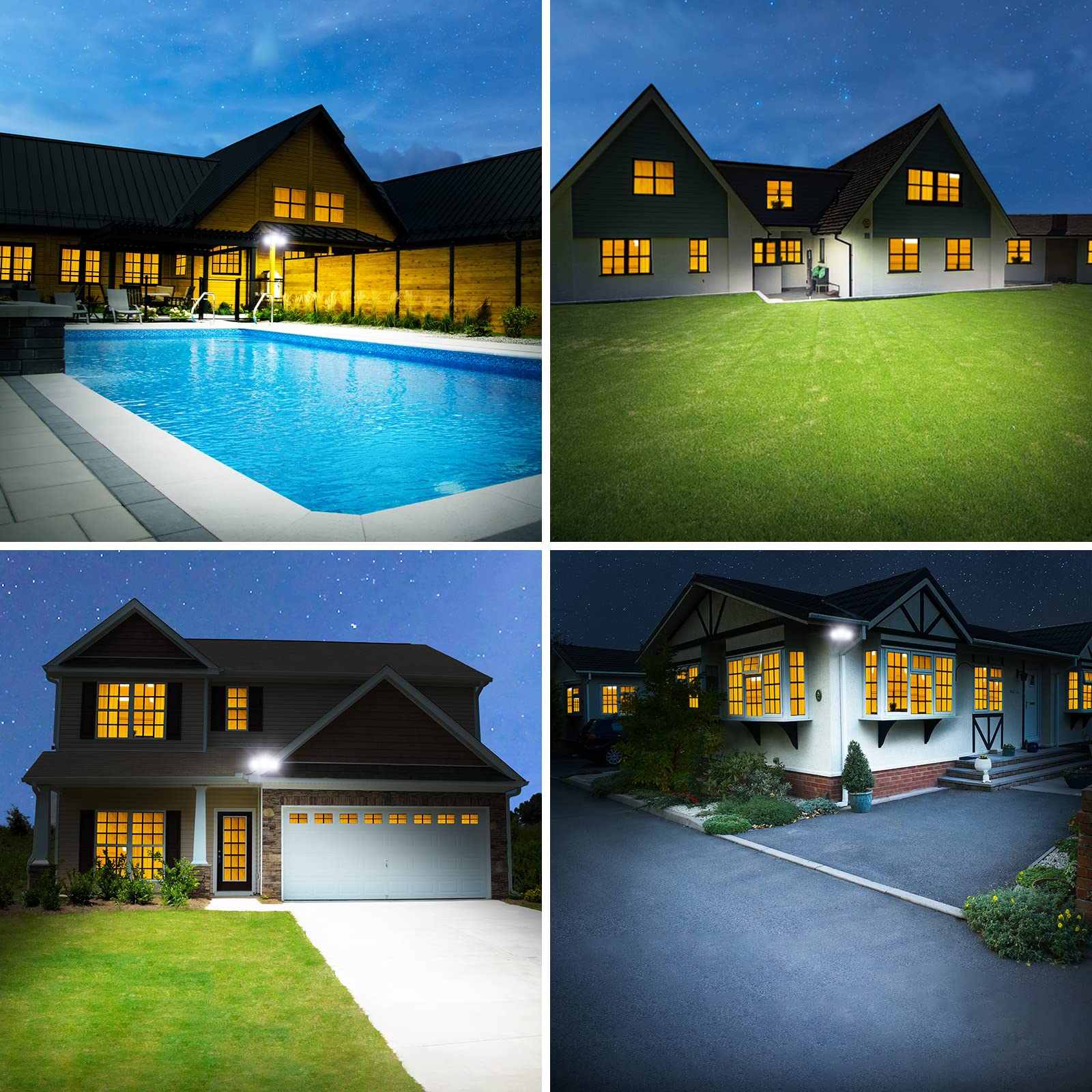 Onforu 100W Dusk to Dawn LED Flood Lights, 9000LM, IP65 Waterproof, 3 Adjustable Heads, 6500K, Black, Model BDD100D-