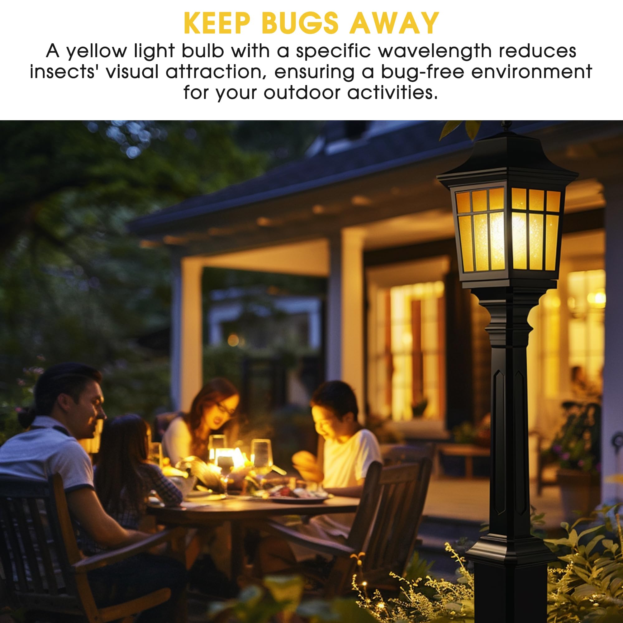 Briignite Bug Light Bulbs, 60W Yellow LED Outdoor Bulbs, 2 Count, Non-Dimmable, A19 E26, Plastic