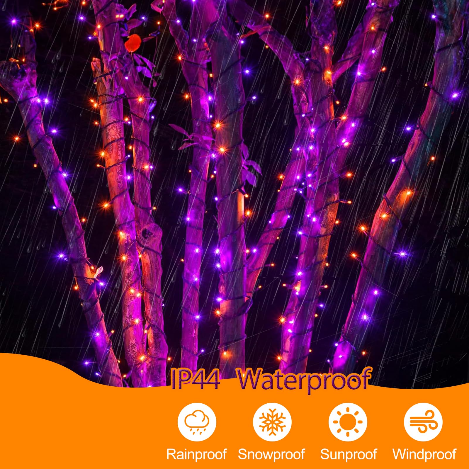 Fairyglim Halloween String Lights Plug In,33Ft 100 Led String Lights With 8 Modes & Timer, Halloween Decorations For Party Carni