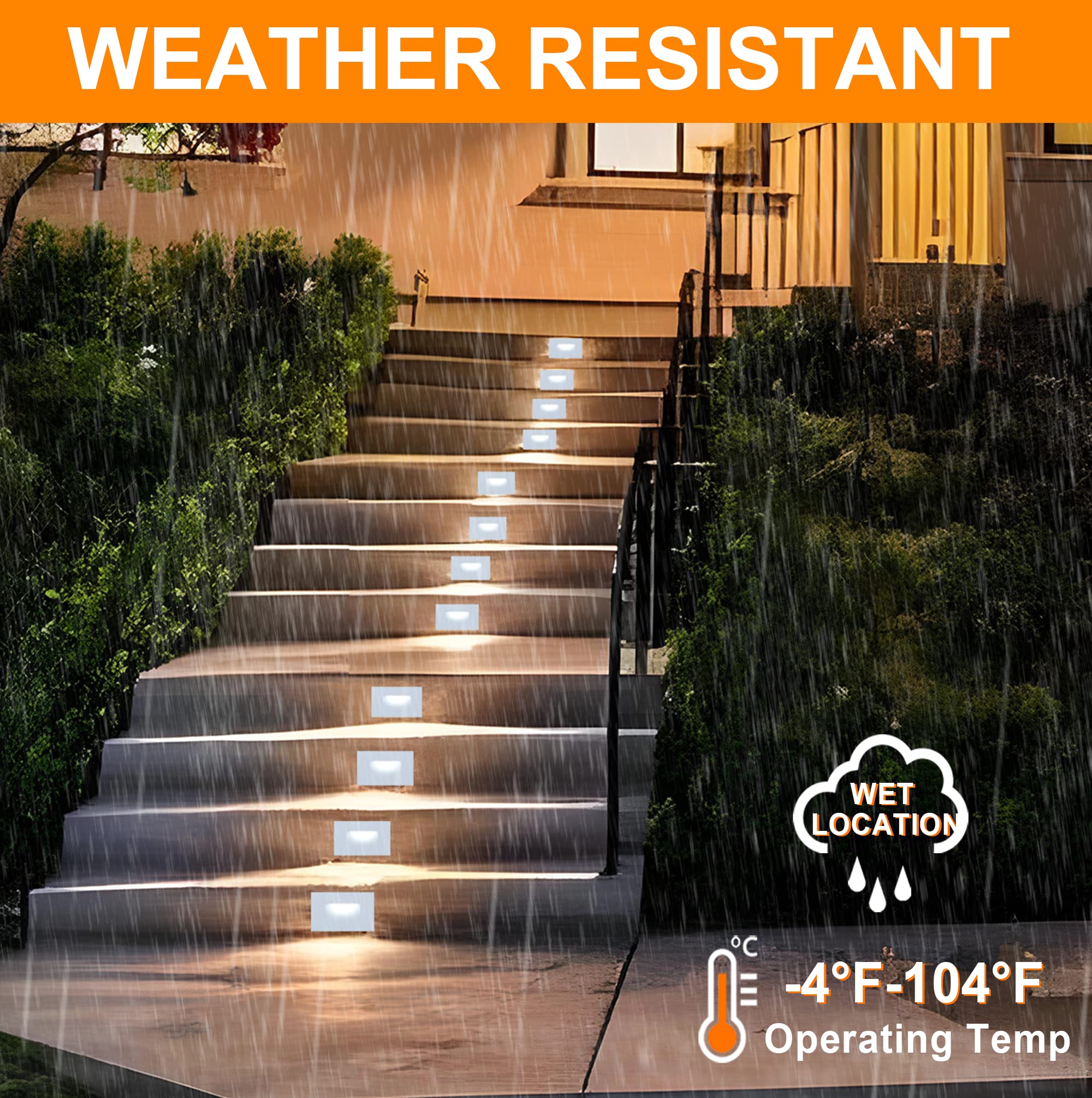 Cloudy Bay 120V Dimmable Led Indoor Outdoor Step Light,3-Pack,3000K Warm White,Stair Light,White Finish