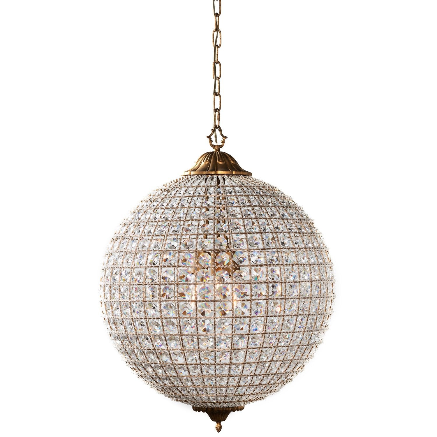 Kosas Home Allesandria Crystal Chandelier, Brass/Clear/Gold - Elegant Lighting Fixture in Clear Crystal