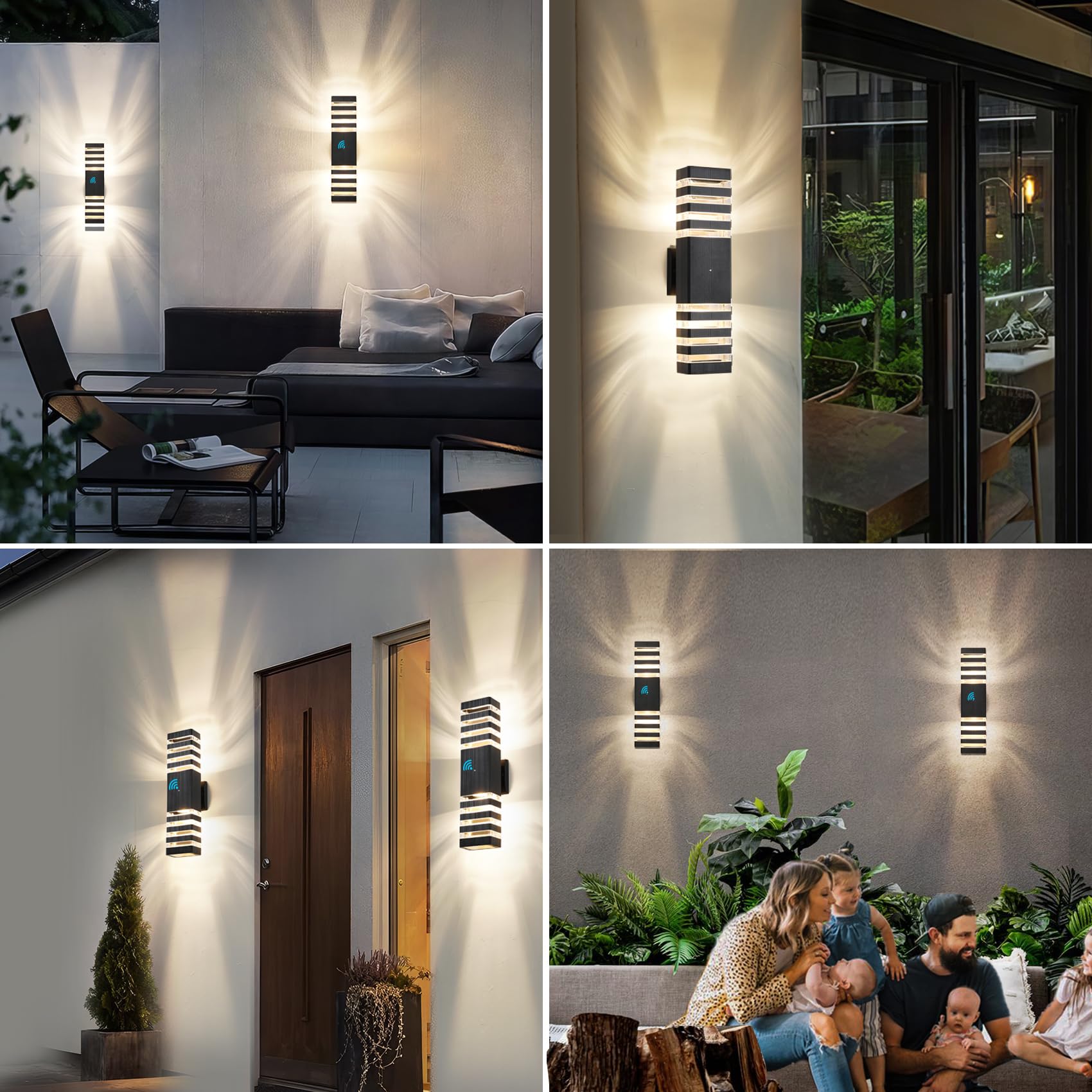 Zsmaiku Dusk To Dawn Outdoor Wall Light, Waterproof Black 18.3&quot; With 4 Led Bulbs