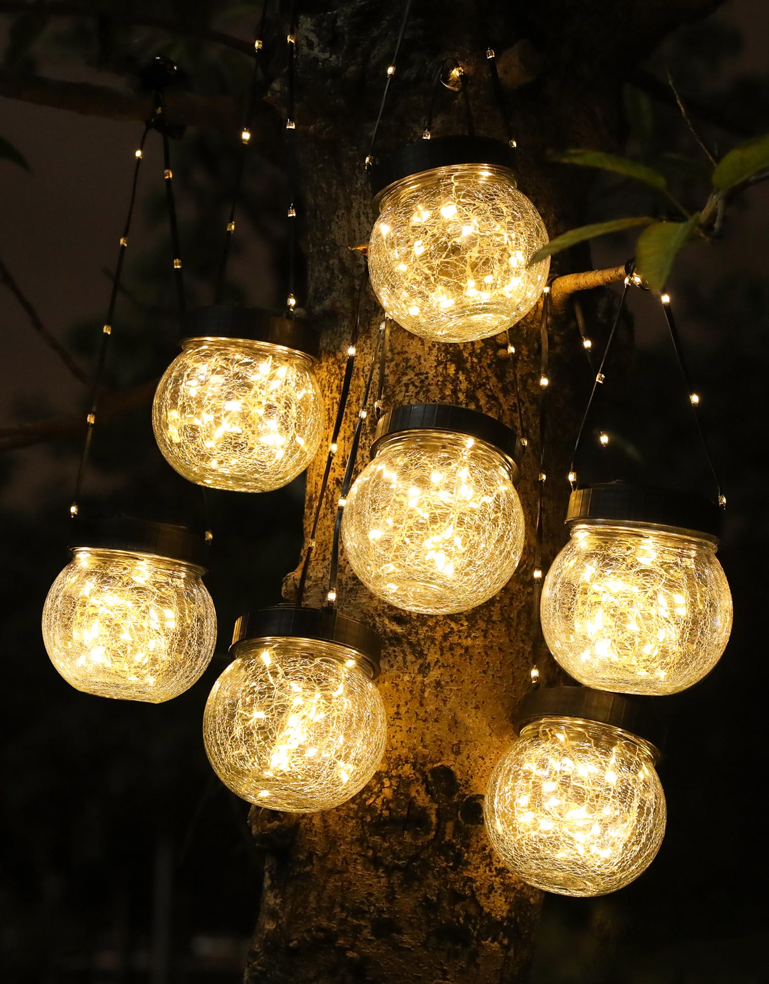 PARTPHONER Solar Lanterns 18-Pack,  ed Glass, Waterproof, Warm White Light, Model PASO052ABI, Outdoor Hanging Lights