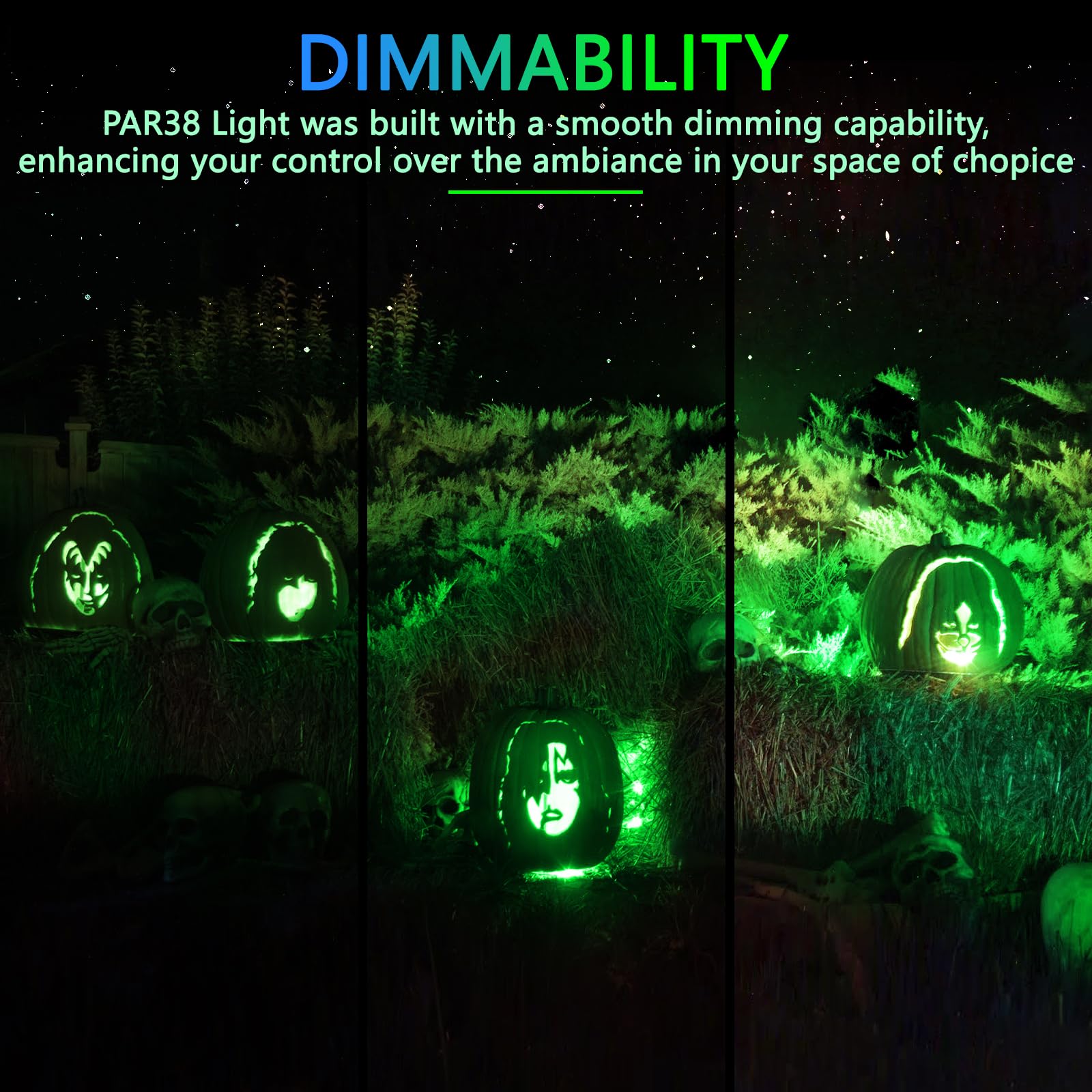 Gonhom Par38 Green Flood Light Bulbs, 20W Dimmable, 4 Pack, E26 Base, Outdoor Christmas Lighting