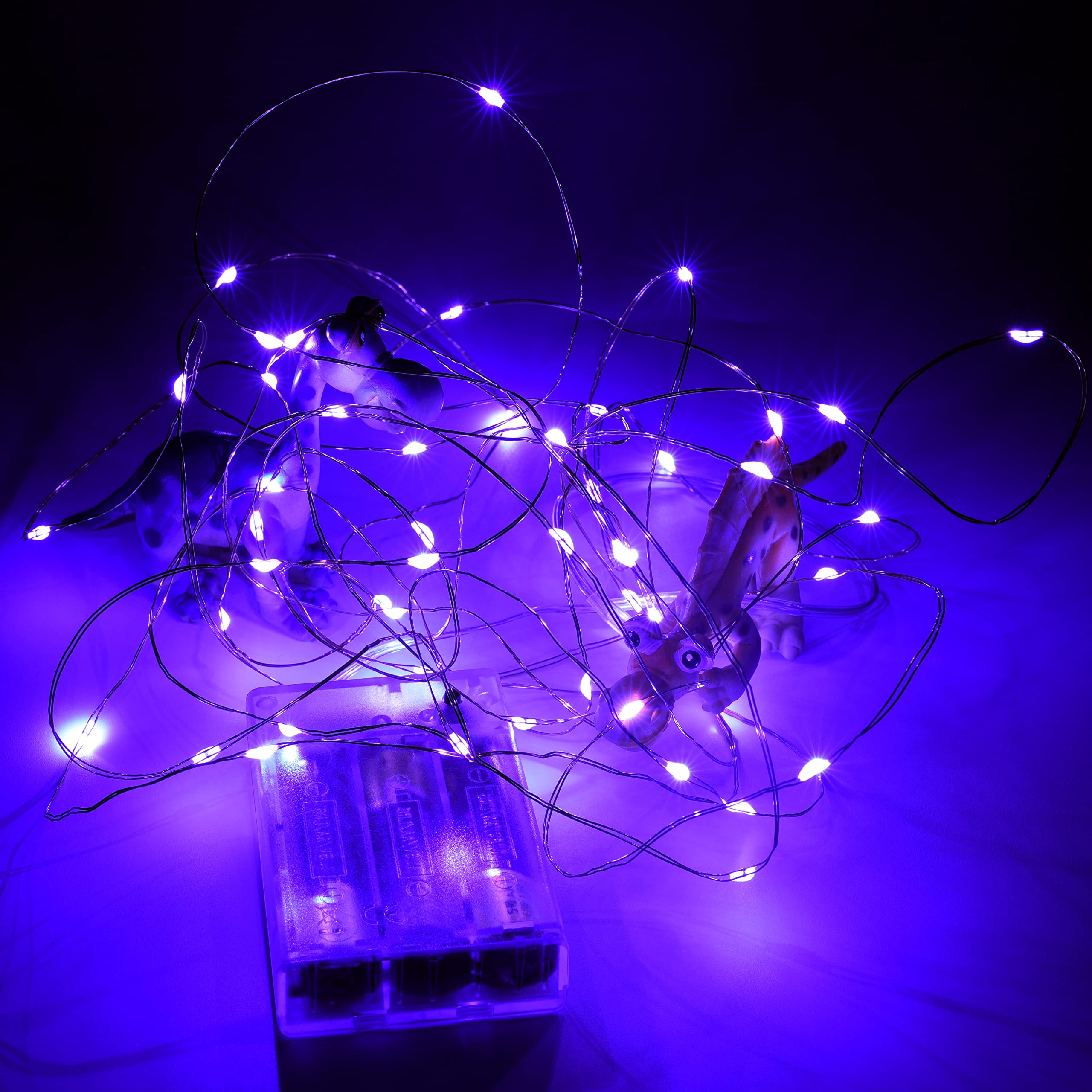 Uhugu Fairy Lights Battery Operated, 16Ft Fairy Lights Battery Operated With 8 Flashing Modes And 8 Hours On 16 Hours Off Timer(Purple,2 Pack)
