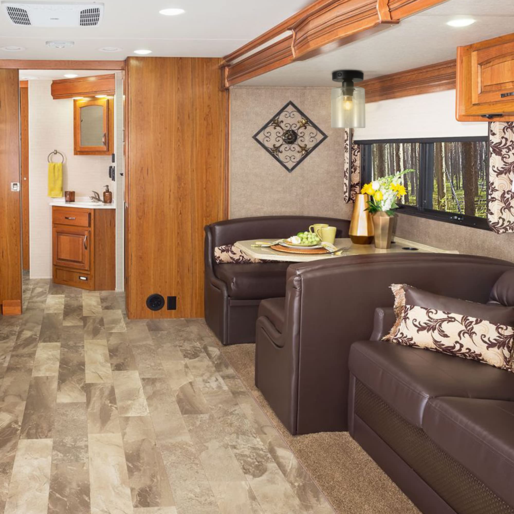 Maichis 12V Rv Pendent Dining-Room Lamp With Replaceable Bulb(Bulb Included), Decorative Rv Led Dinette Light Fixture With Switch, 12Volt Interior Light For Rv Motorhome Camper Trailer