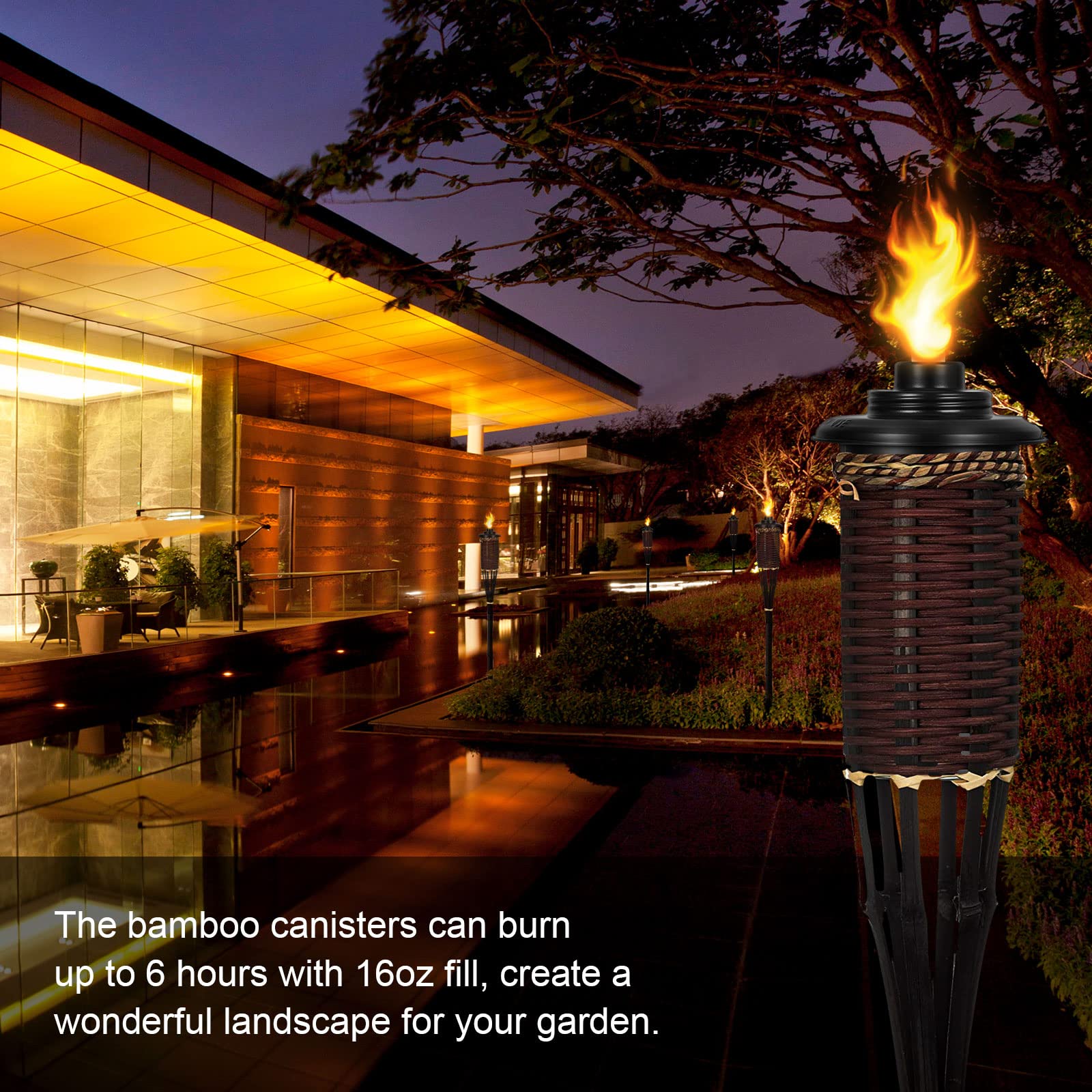 Taotazon 16Oz Torch Canisters - 4 Pack Refillable Metal Lanterns With Wicks & Caps For Garden, Patio Decor