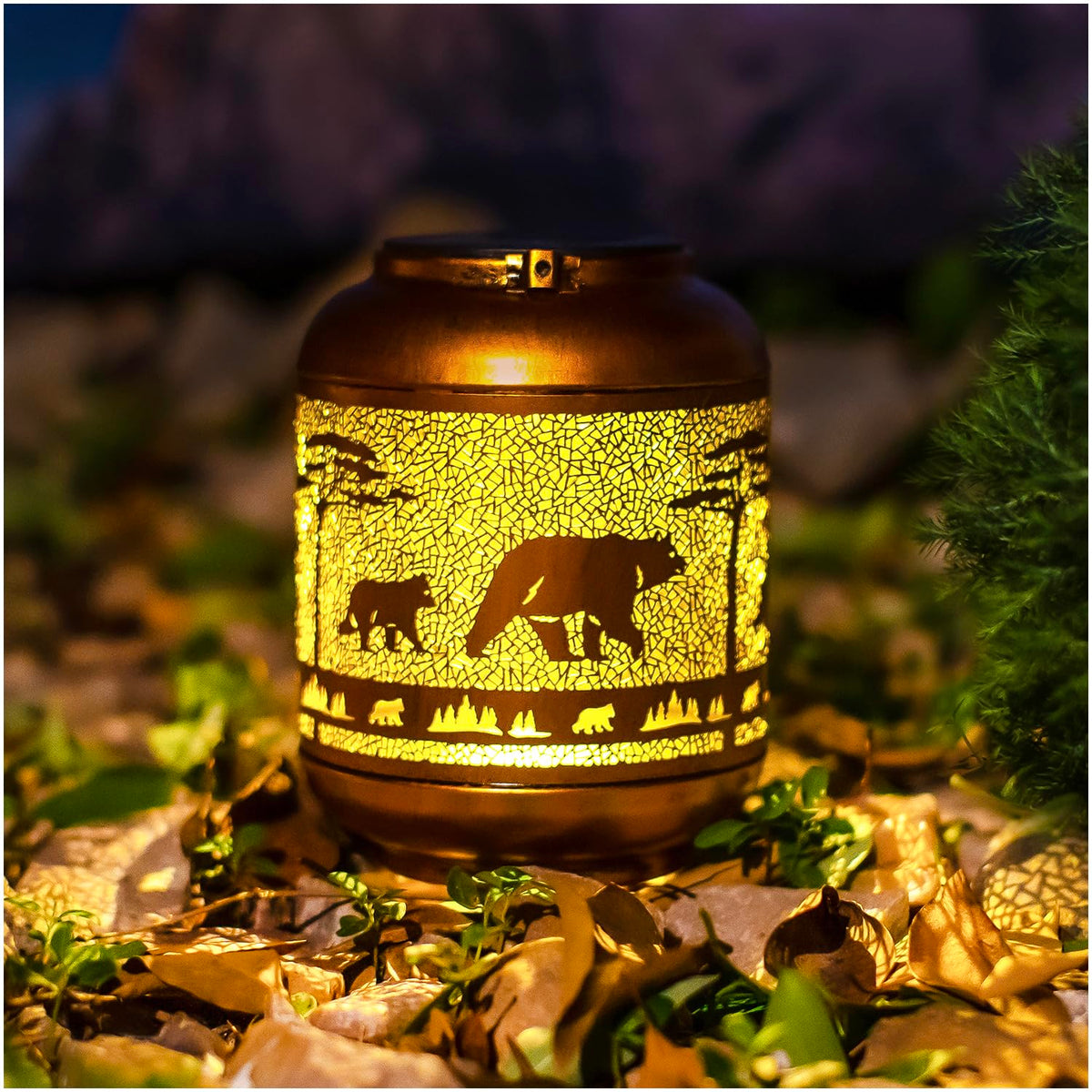 Bear Solar Lanterns Outdoor Waterproof,Hanging Solar Lights Bear Gifts for Women Men Metal LED Decorative Light for Yard,Patio,L