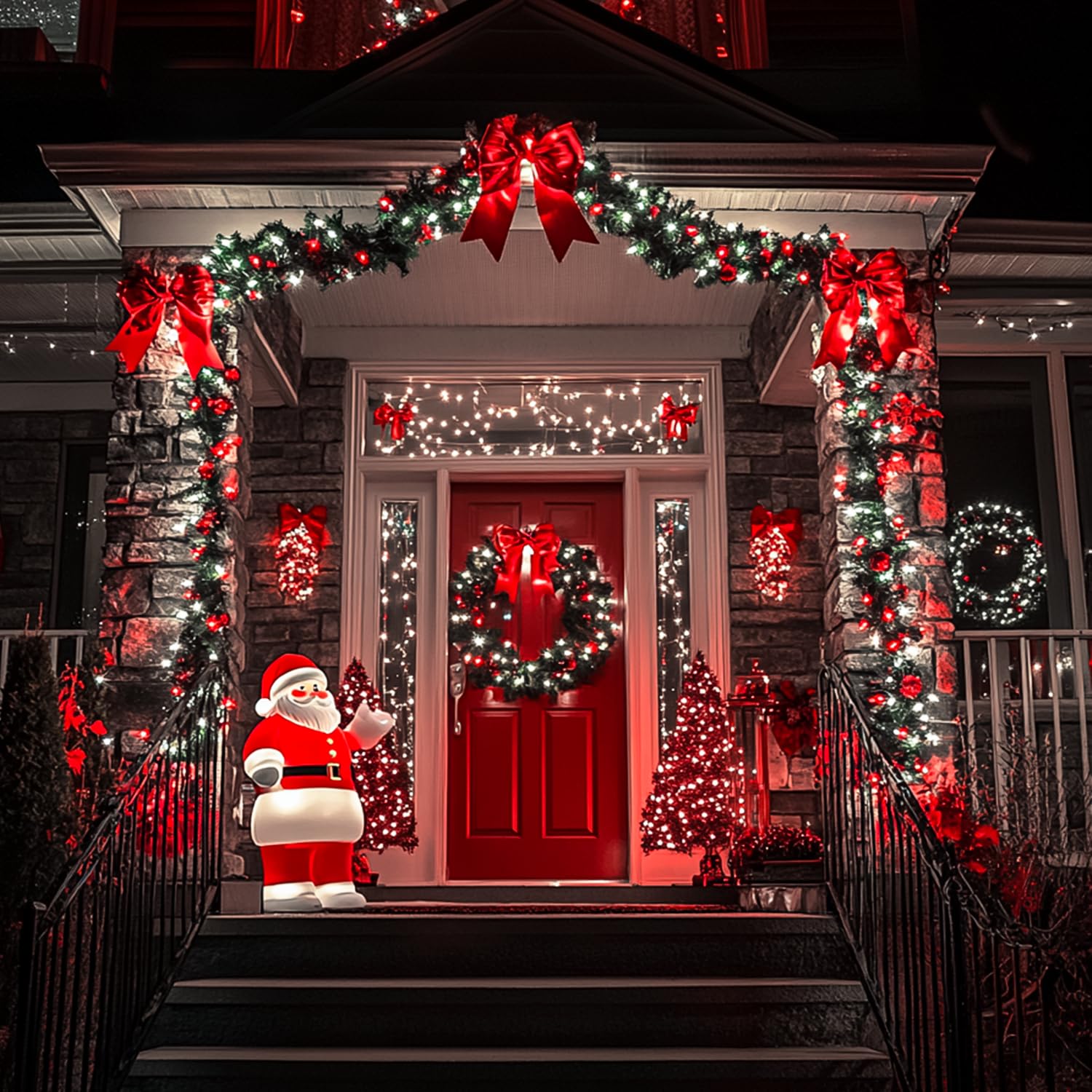 Led String Lights For Outside - 200 Red And White Christmas Lights Indoor Clear Wire, 8 Modes 66Ft Extendable Fairy Lights Plug