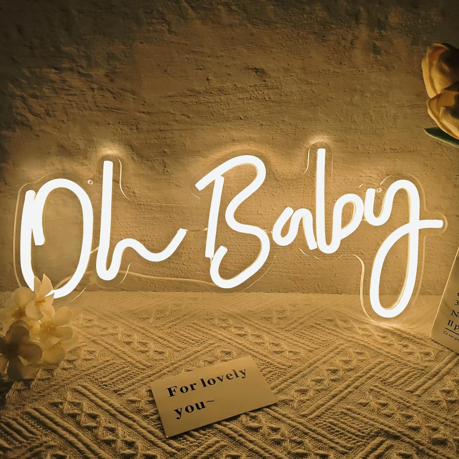 Vveikea Oh Baby Neon Sign Dimmable Neon Light Sign for Wall Decor Oh Babies Sign for Backdrop Led Sign For Baby Shower Wedding B